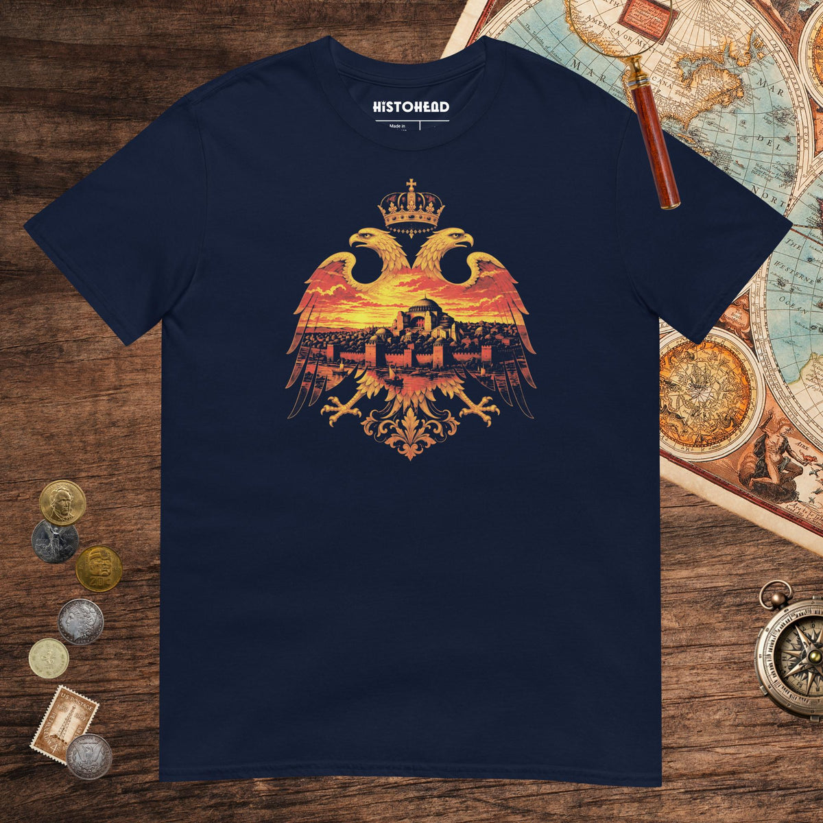 Navy Constantinople Eagle Tee - history buff gift by HistoHead