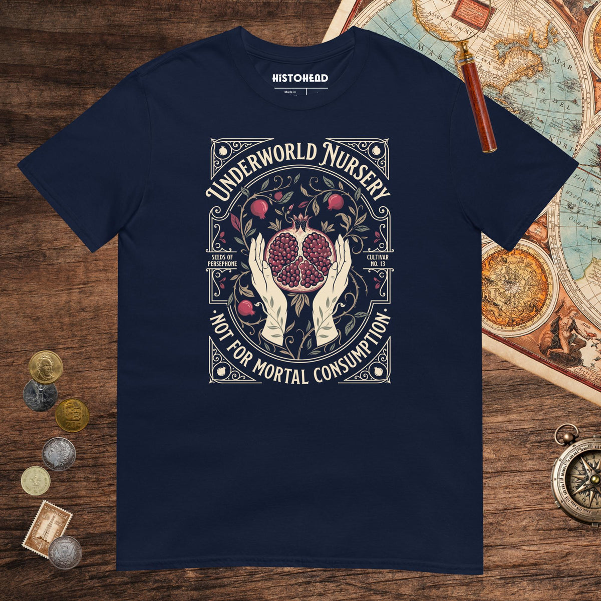 Navy Persephone Underworld Nursery Tee - history buff gift by HistoHead