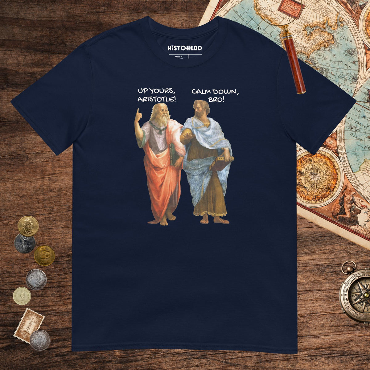 Navy Plato And Aristotle Tee - history buff gift by HistoHead