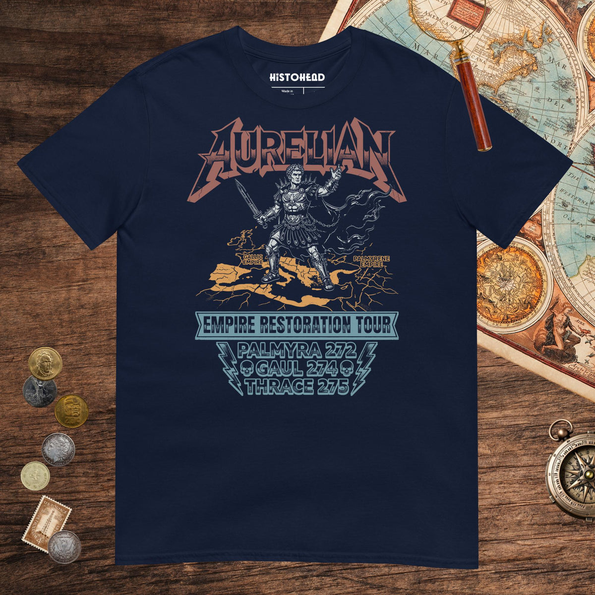 Navy Aurelian Empire Restoration Tour Tee - history buff gift by HistoHead
