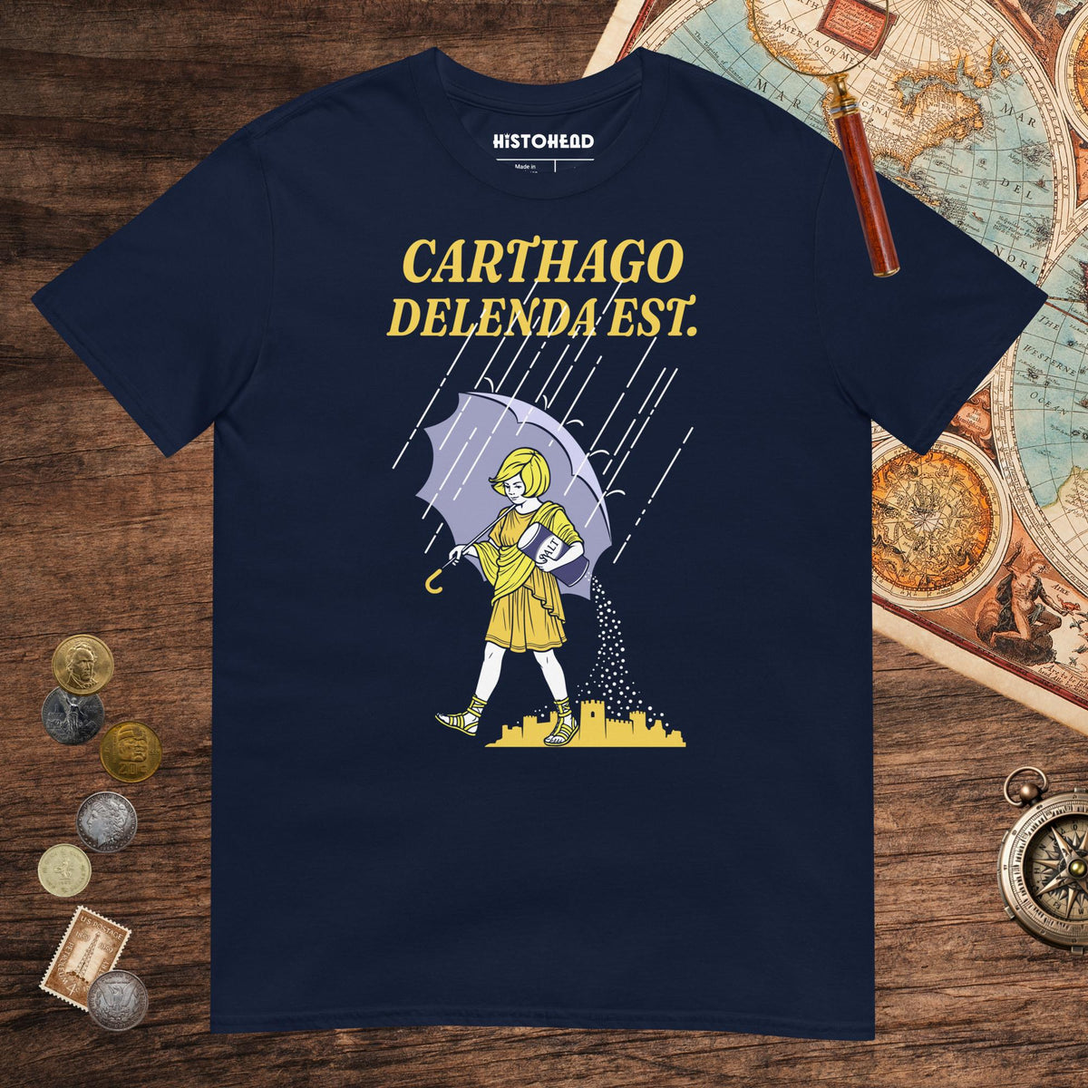 Navy Carthago Delenda Est Salt Girl Tee - history buff gift by HistoHead