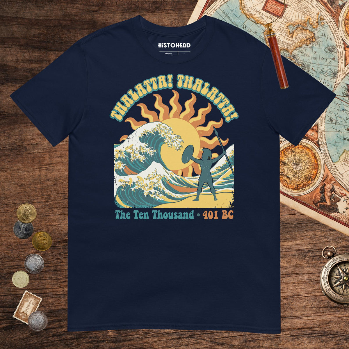 Navy Thalatta Thalatta Tee - history buff gift by HistoHead