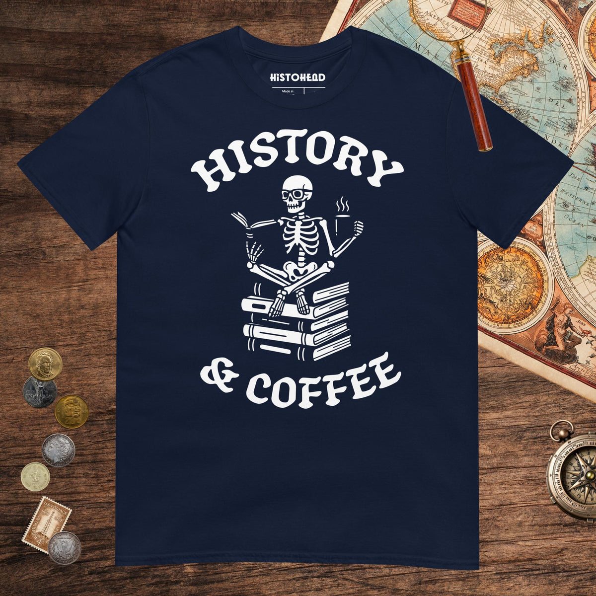 Navy History & Coffee Tee - history buff gift by HistoHead