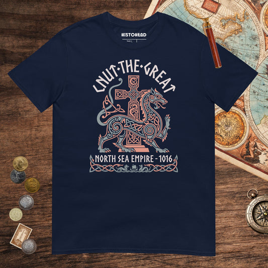 Navy Cnut the Great Tee - history buff gift by HistoHead
