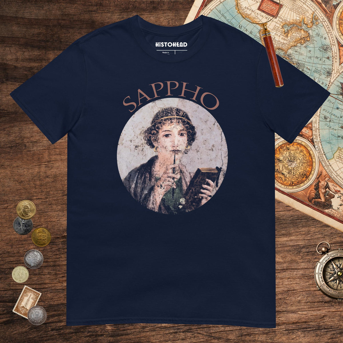 Navy Sappho Tee - history buff gift by HistoHead