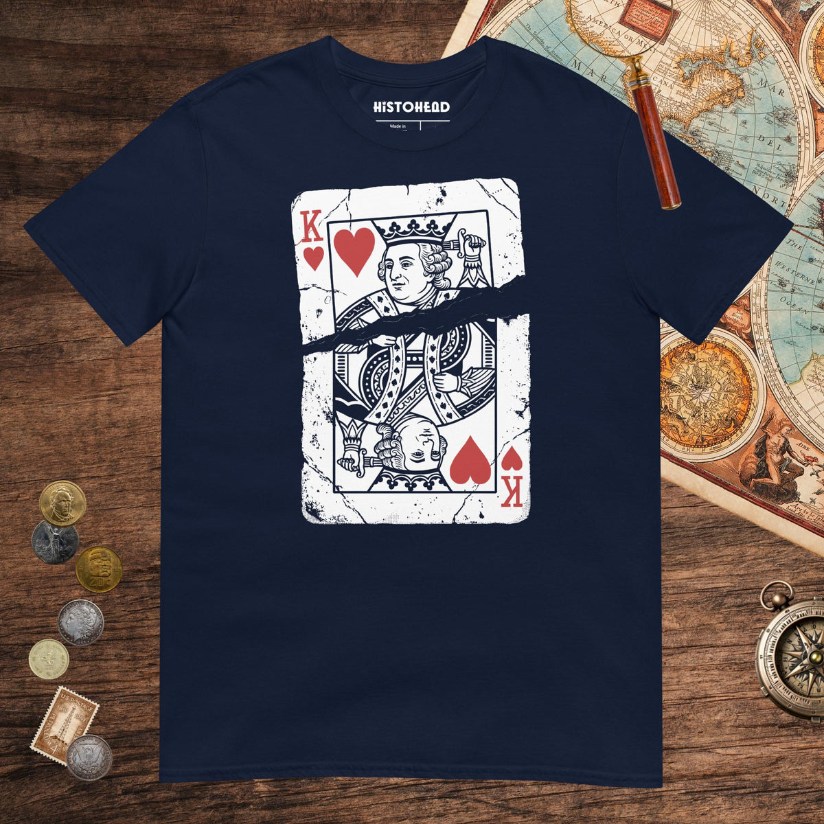 Navy Louis XVI Playing Card Tee - history buff gift by HistoHead