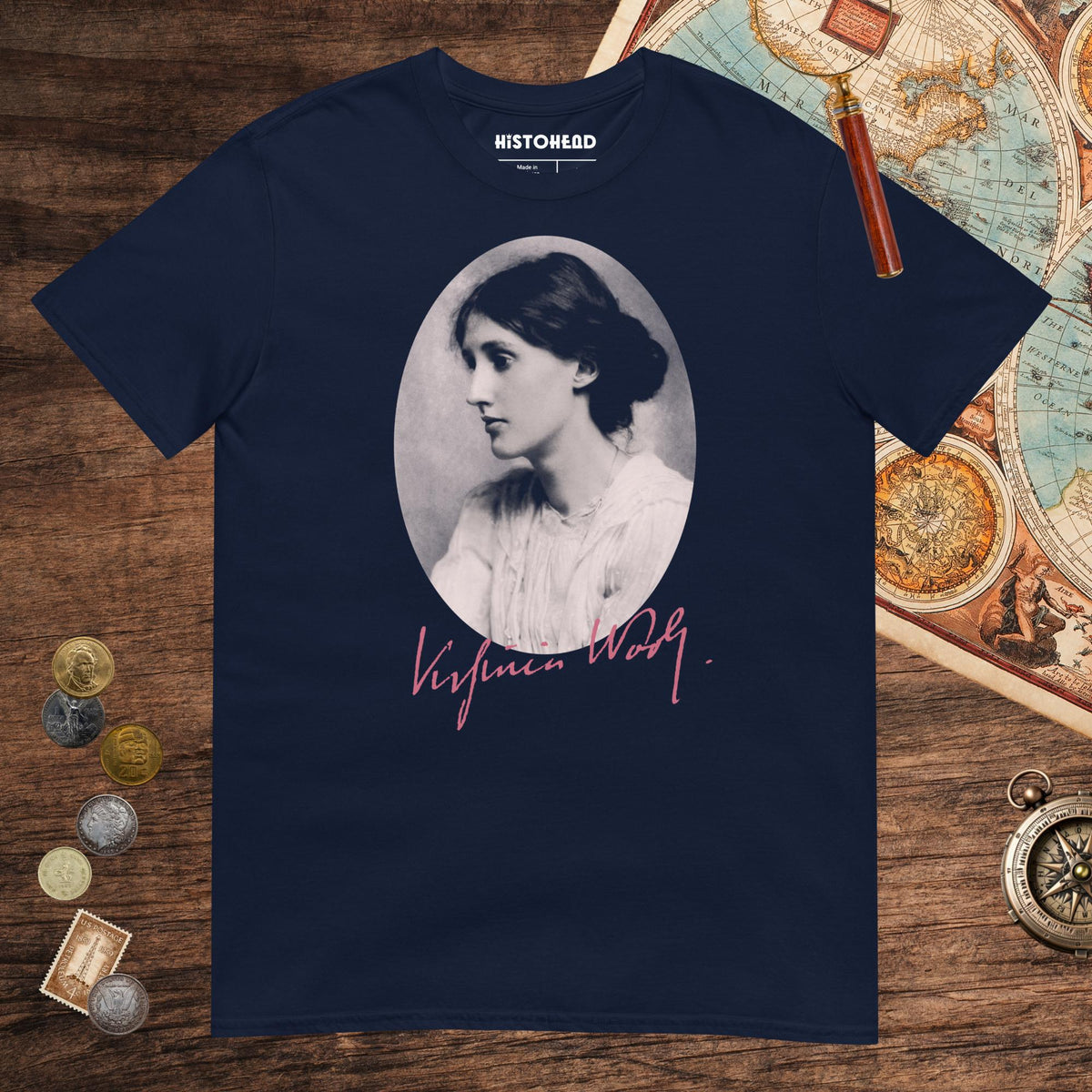 Navy Virginia Woolf Tee - history buff gift by HistoHead