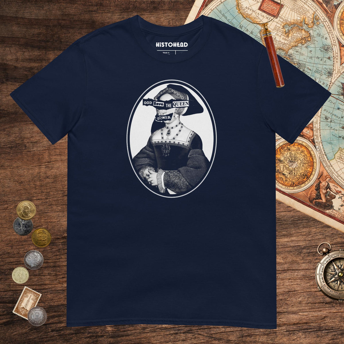Navy God Save the Queen Jane Seymour Tee - history buff gift by HistoHead