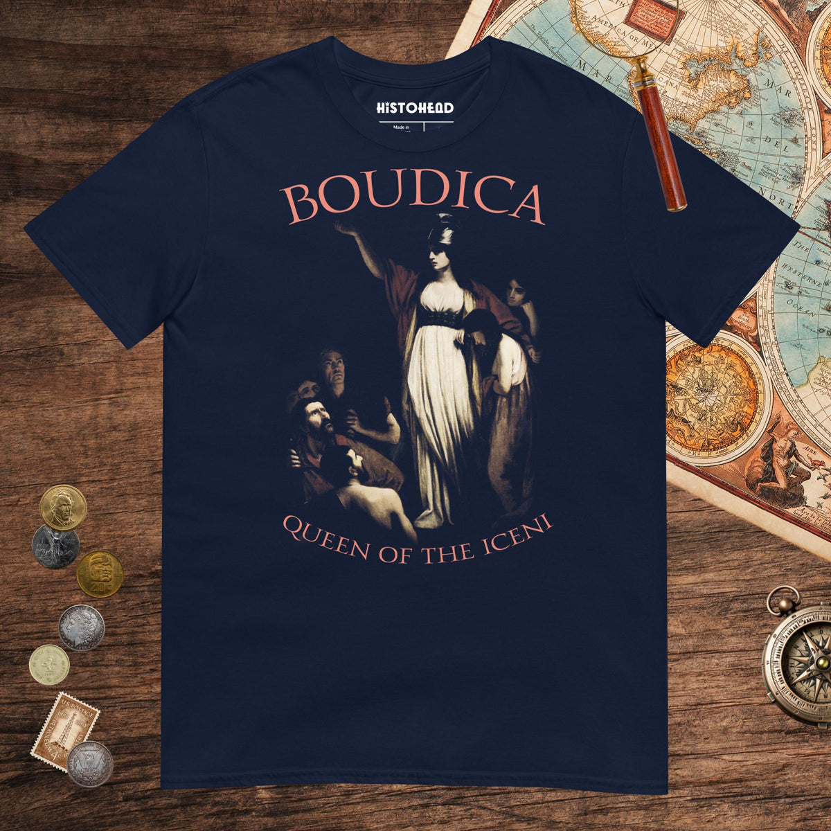 Navy Boudica Queen of the Iceni Painting Tee - history buff gift by HistoHead