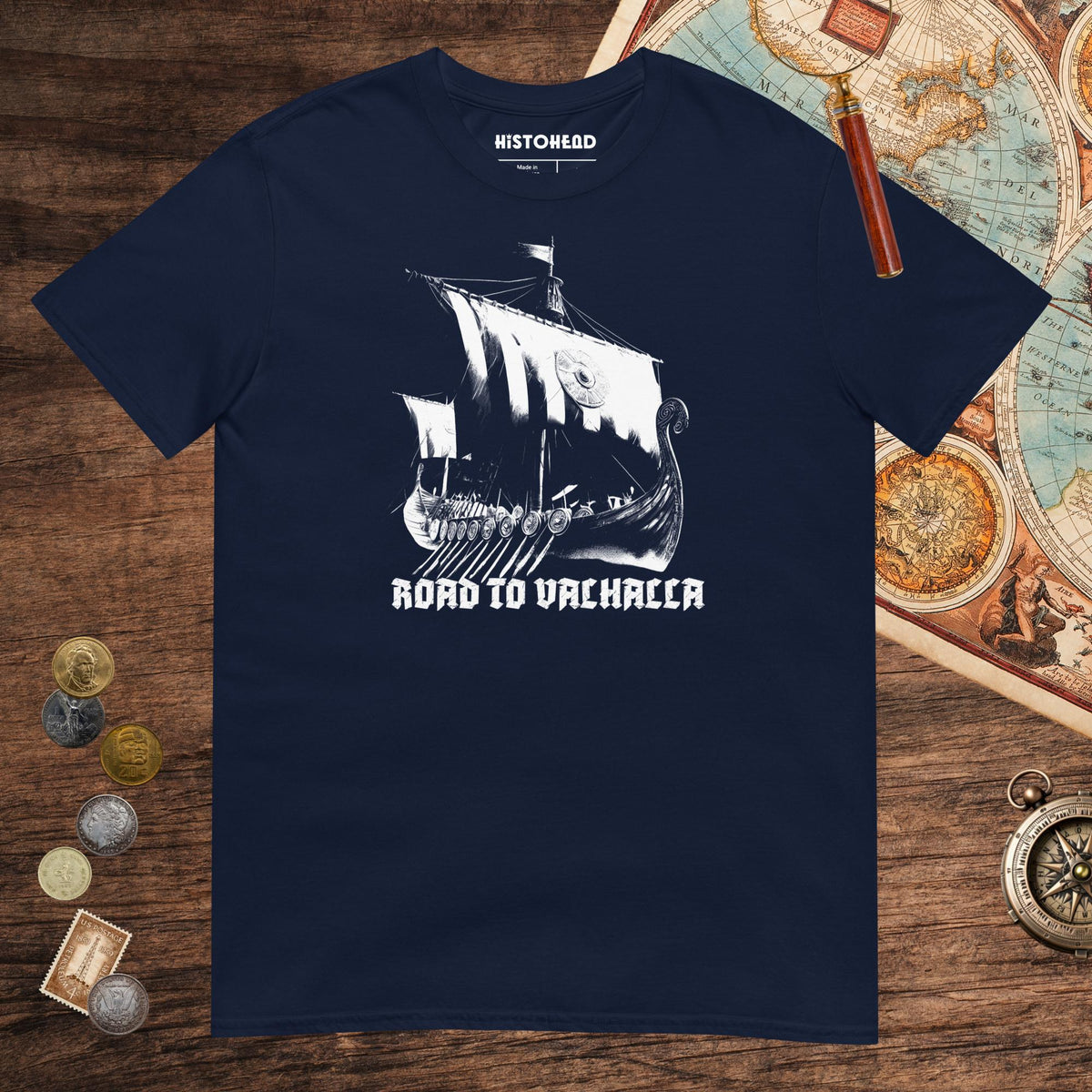 Navy Road to Valhalla Tee - history buff gift by HistoHead