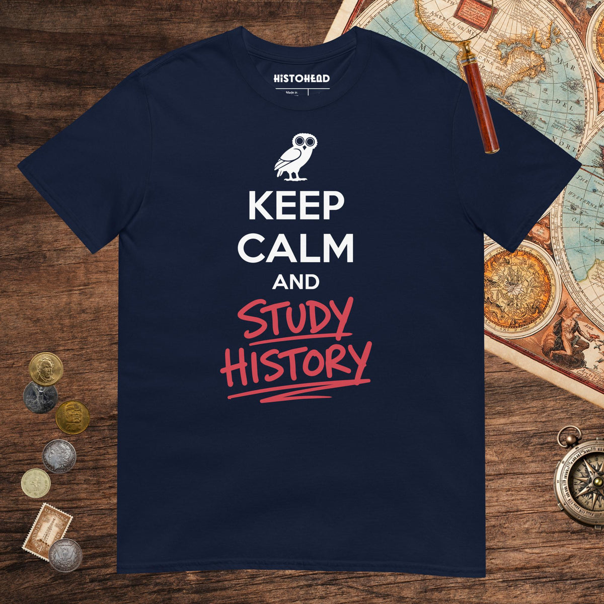 Navy Keep Calm and Study History Tee - history buff gift by HistoHead