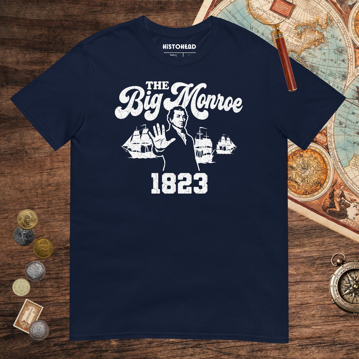 Navy The Big Monroe Tee - history buff gift by HistoHead