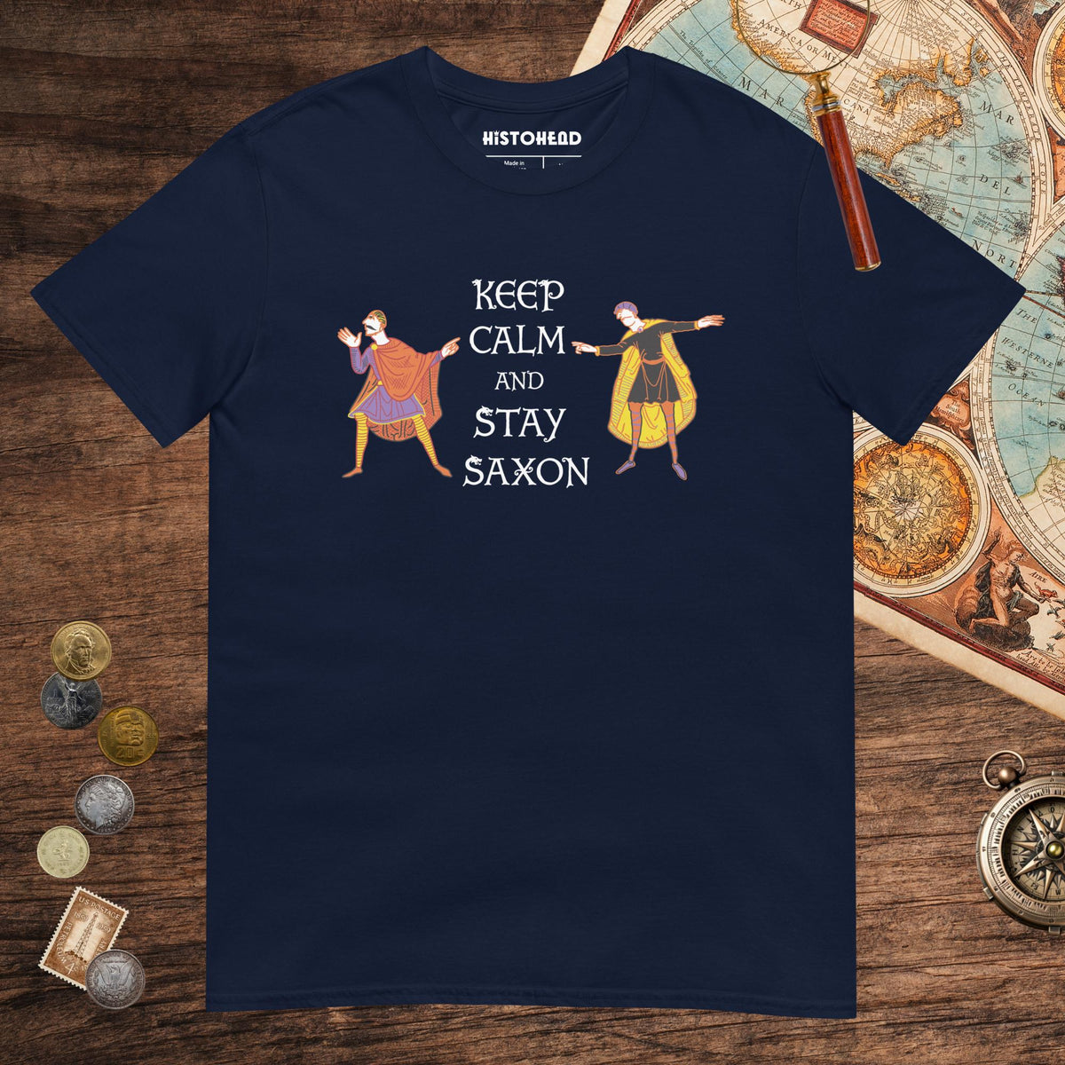 Navy Harold Godwinson Keep Calm and Stay Saxon Tee - history buff gift by HistoHead