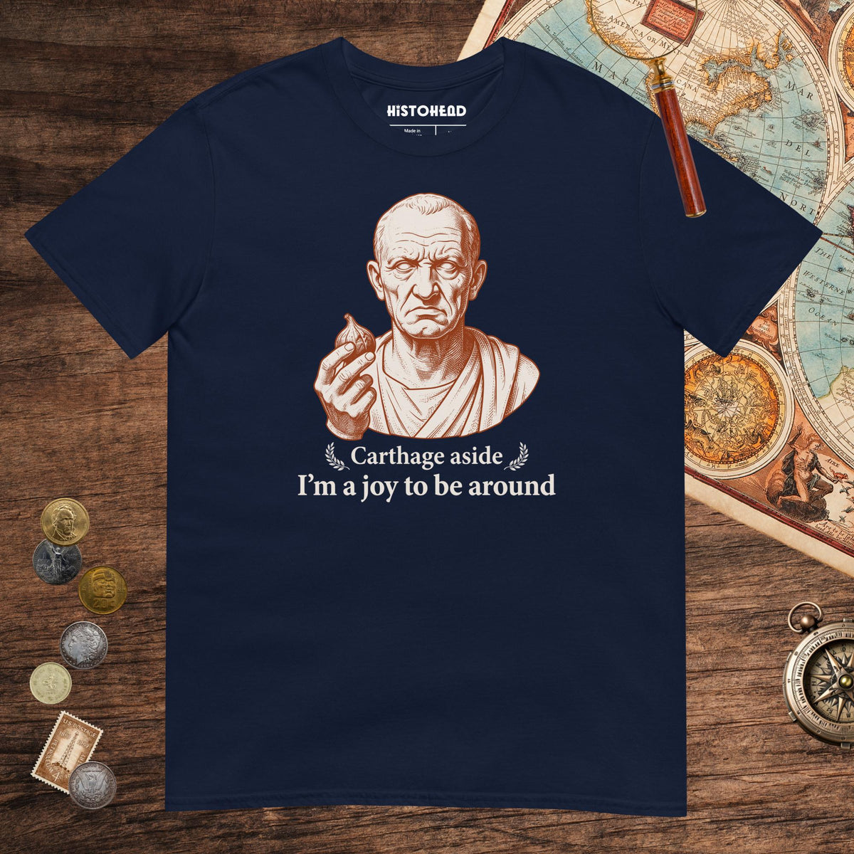 Navy Cato Carthage Aside I'm a Joy to Be Around Tee - history buff gift by HistoHead