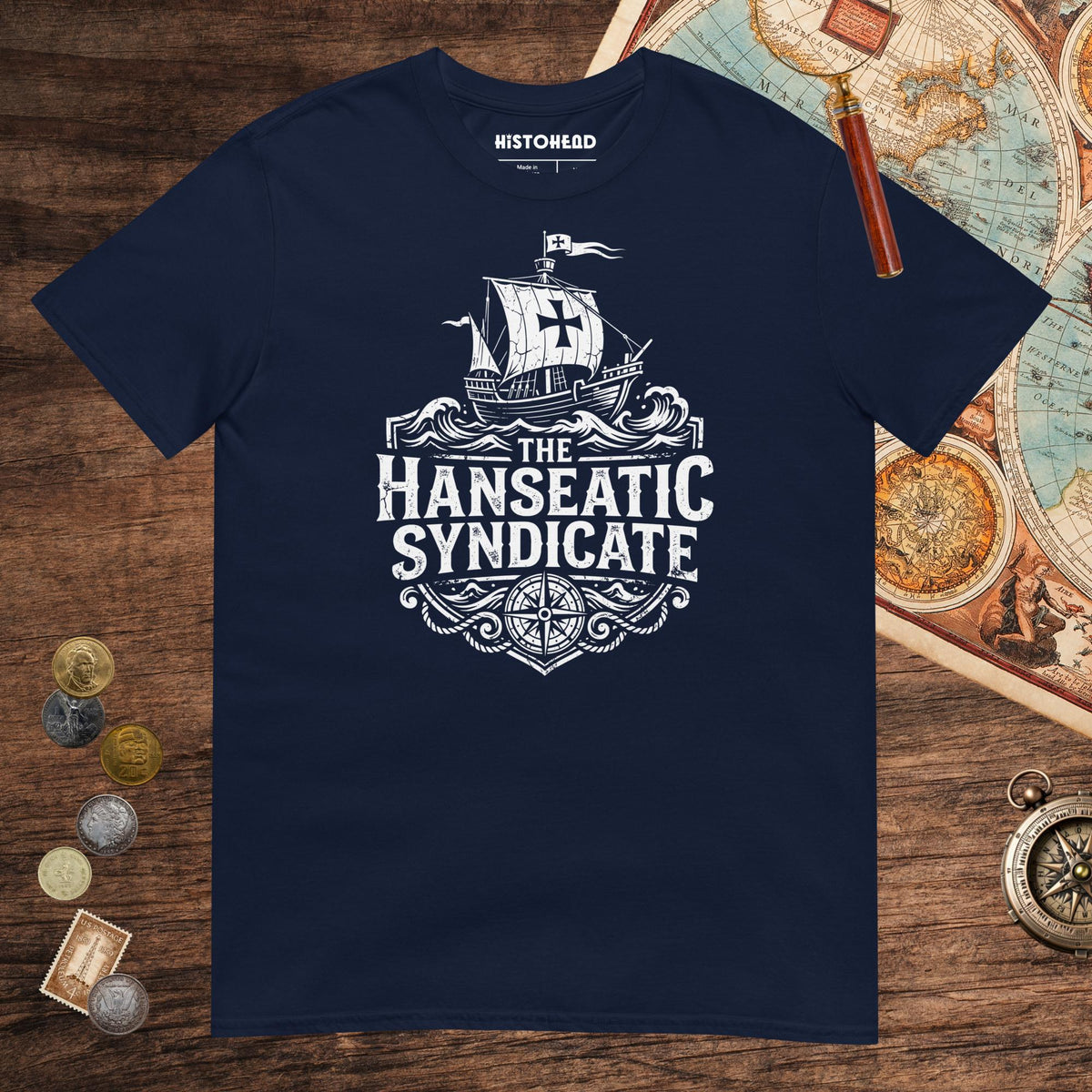 Navy The Hanseatic Syndicate Tee - history buff gift by HistoHead
