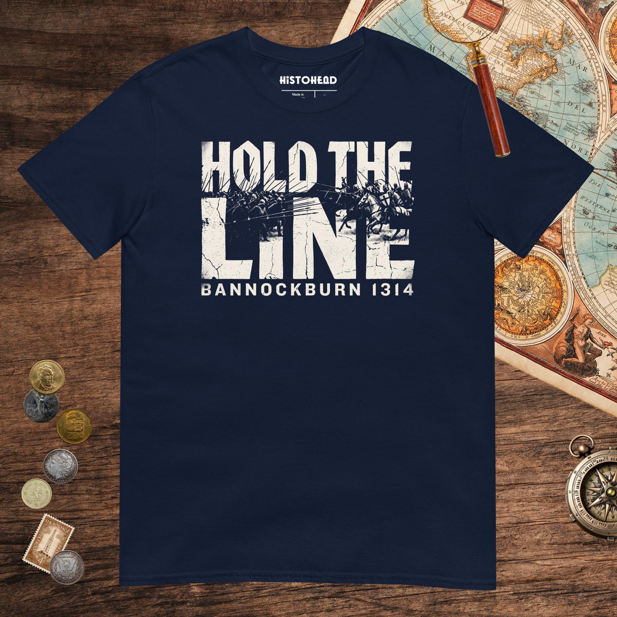 Navy Hold The Line Bannockburn 1314 Tee - history buff gift by HistoHead