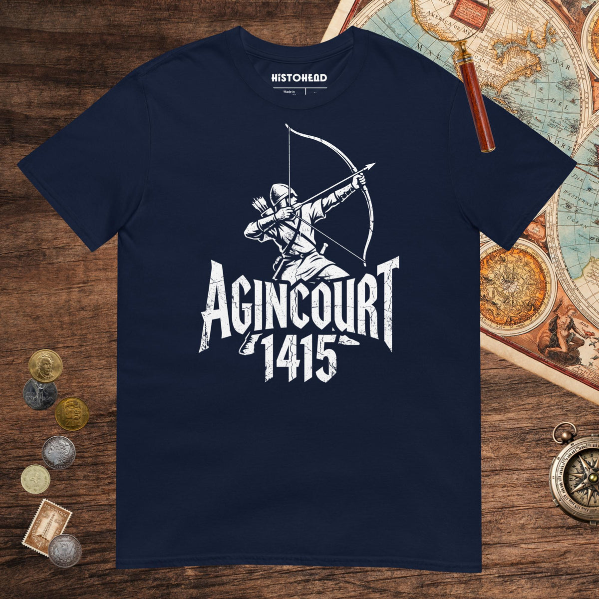 Navy Agincourt 1415 Longbowman Tee - history buff gift by HistoHead