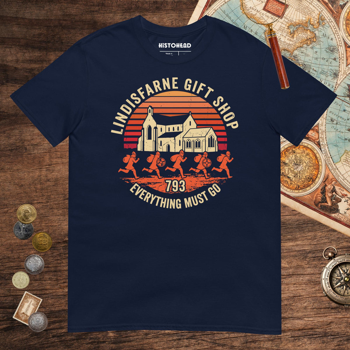 Navy Lindisfarne Gift Shop 793 Tee - history buff gift by HistoHead