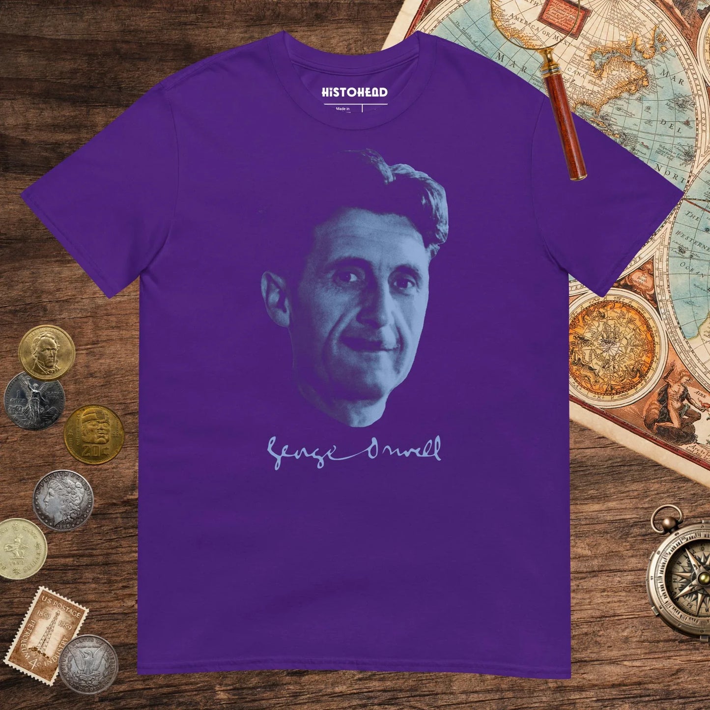 Purple George Orwell Tee - history buff gift by HistoHead