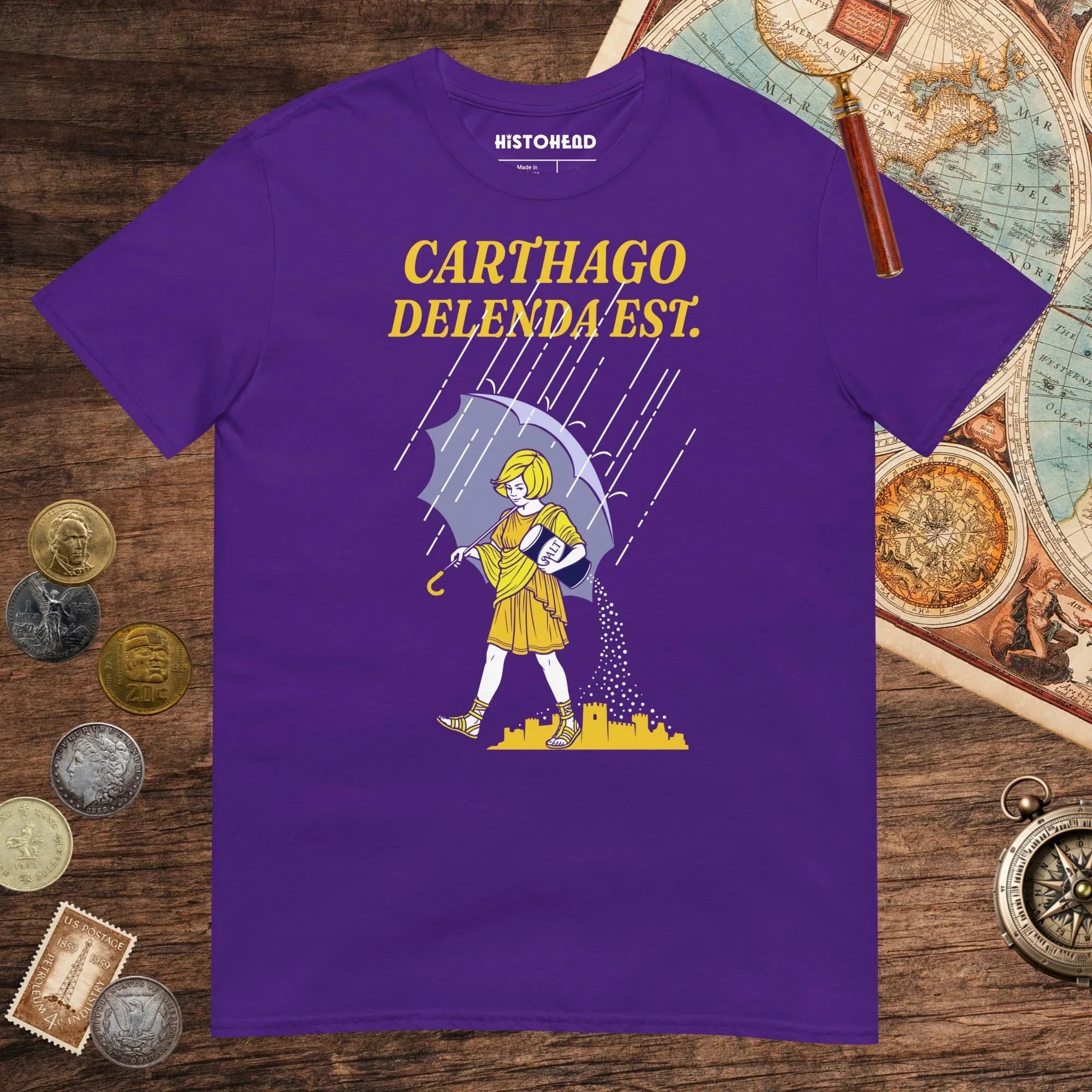 Purple Carthago Delenda Est Salt Girl Tee - history buff gift by HistoHead