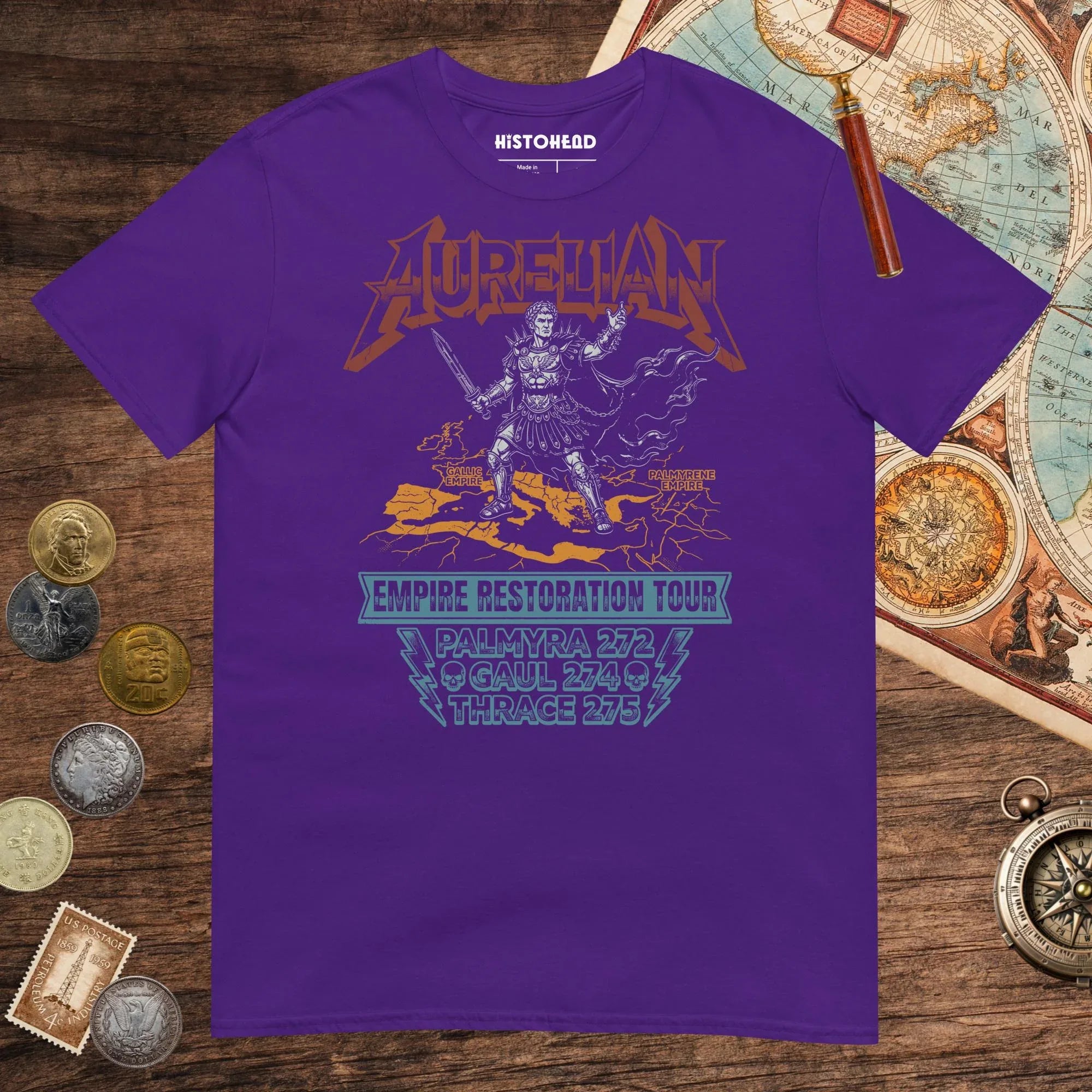 Purple Aurelian Empire Restoration Tour Tee - history buff gift by HistoHead