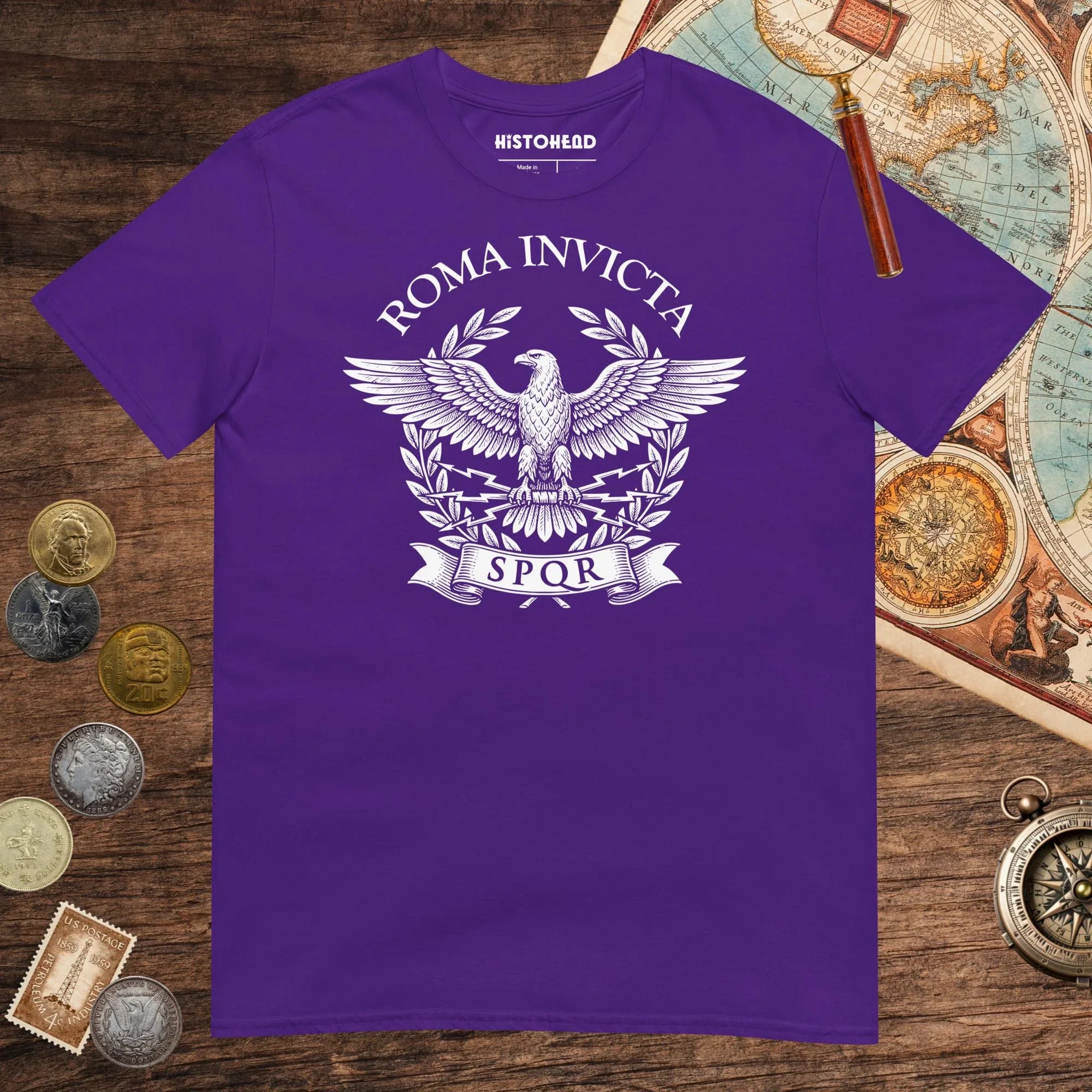 Purple Roma Invicta Tee - history buff gift by HistoHead