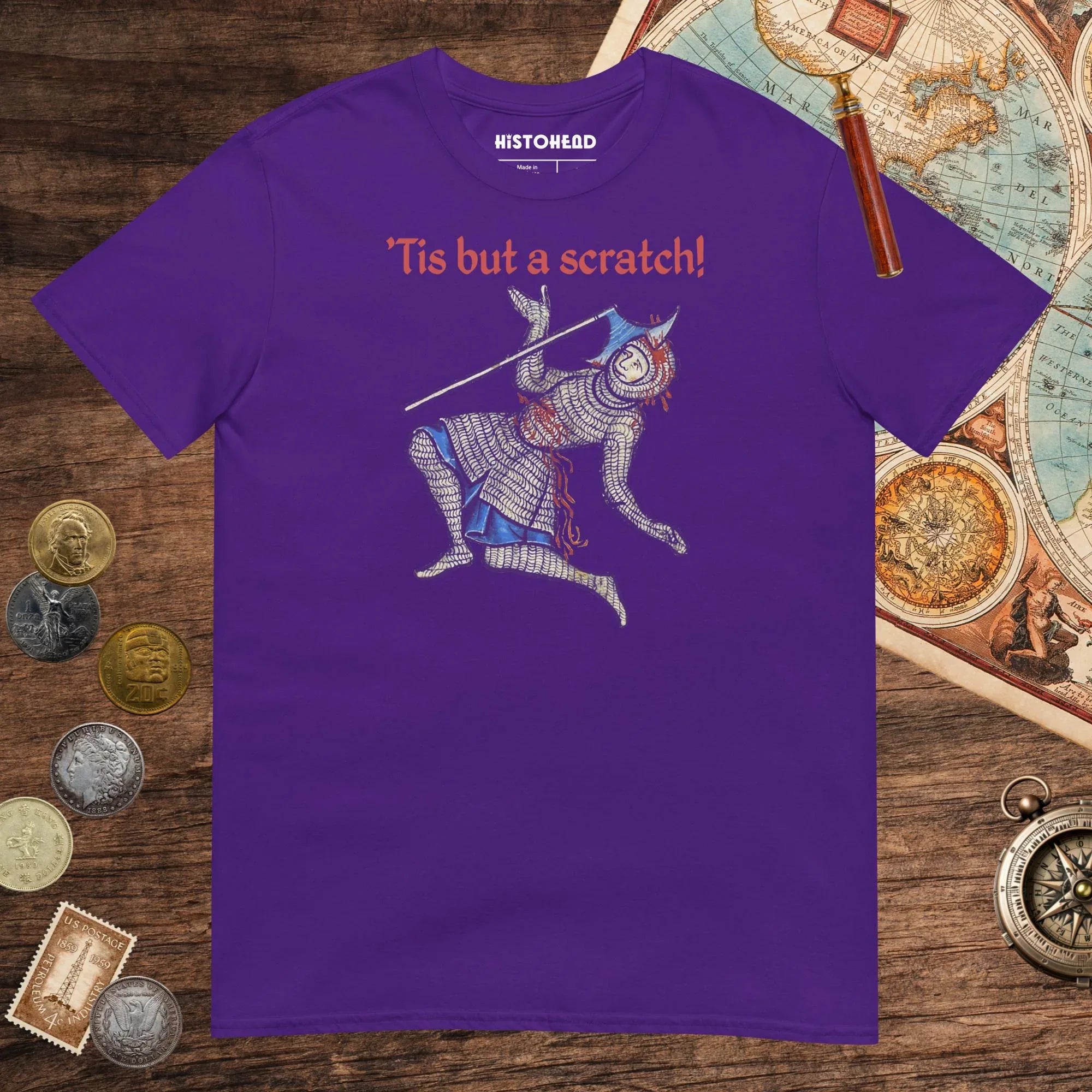 Purple Tis But A Scratch Tee - history buff gift by HistoHead