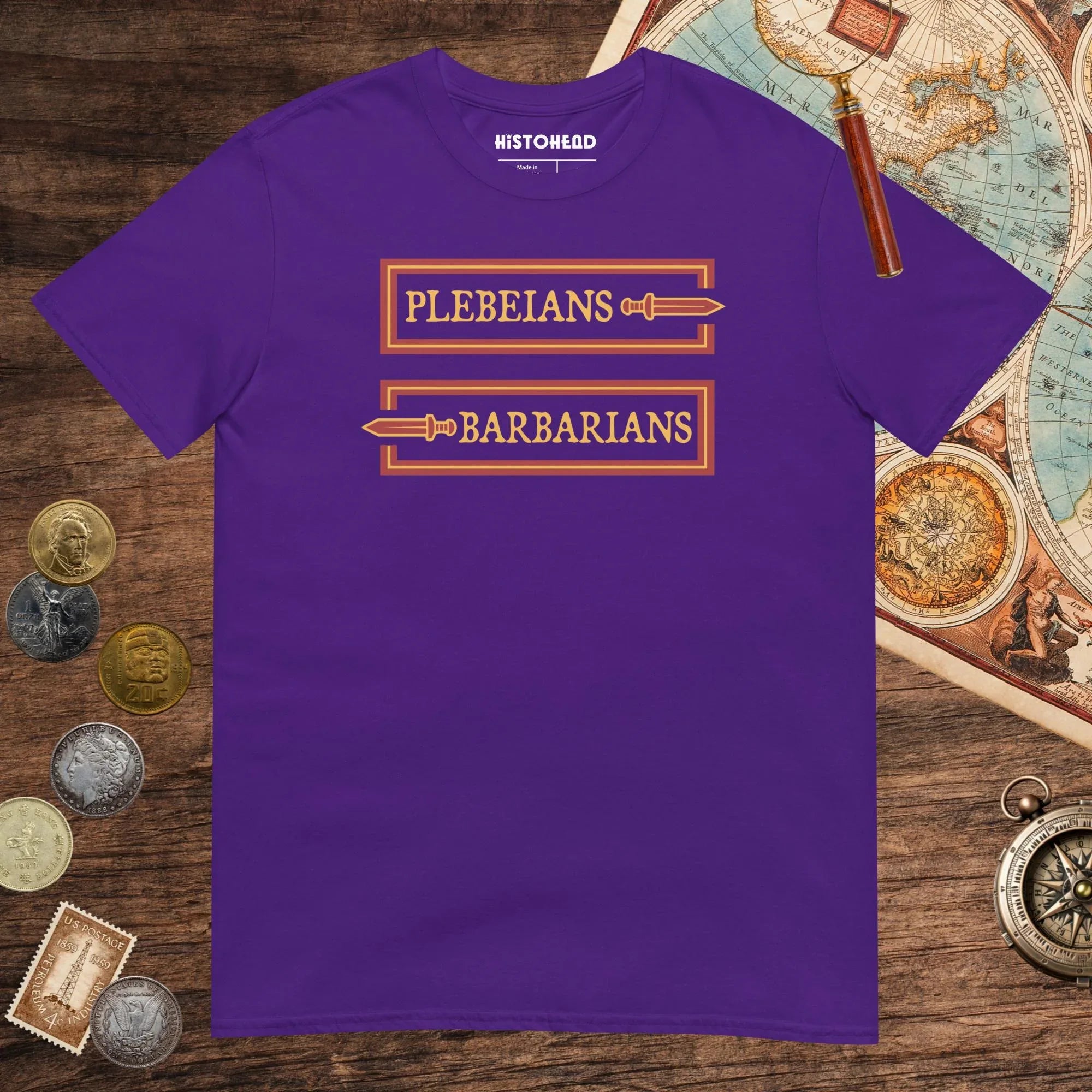 Purple Plebeians or Barbarians Tee - history buff gift by HistoHead