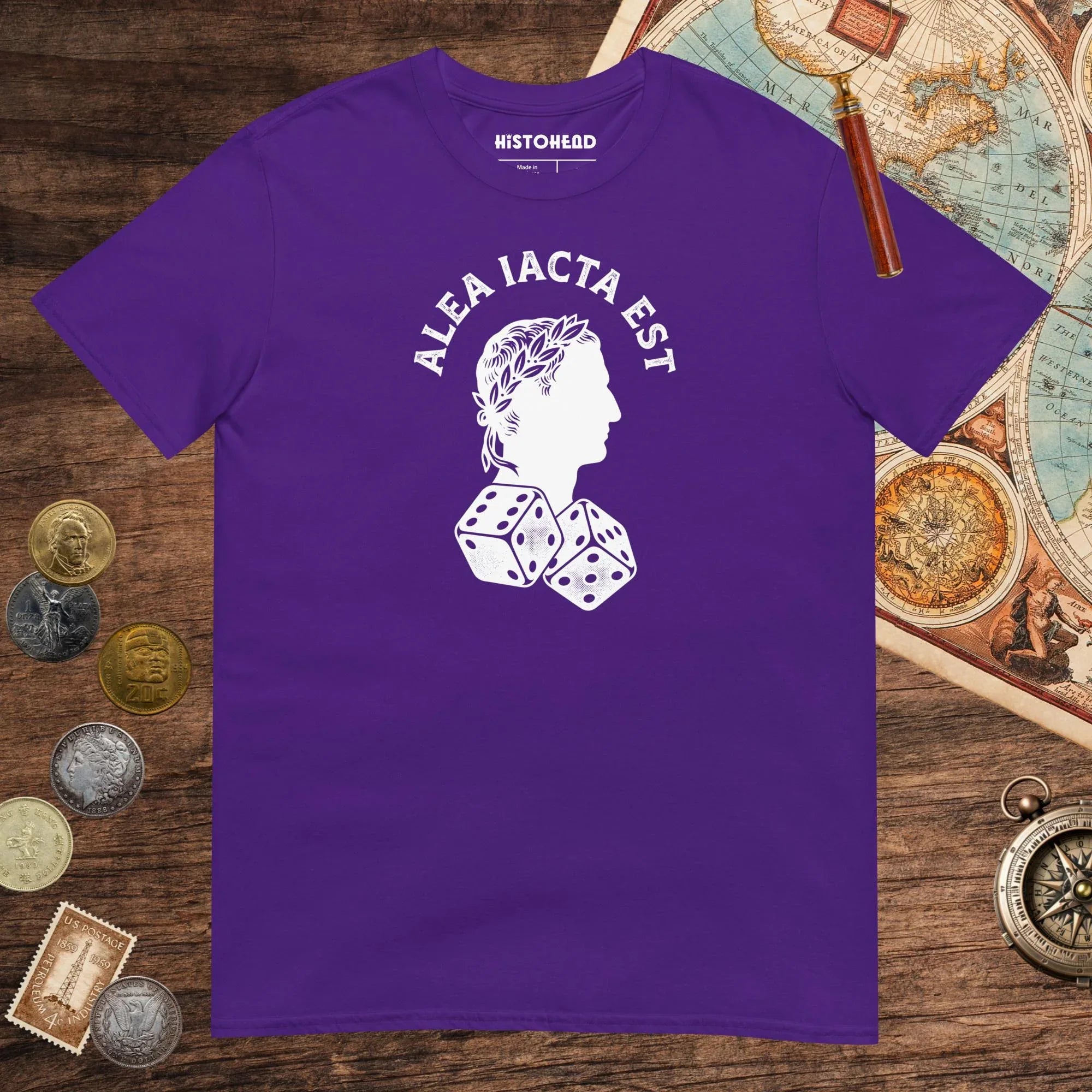 Purple Alea Iacta Est Caesar Quote Tee - history buff gift by HistoHead