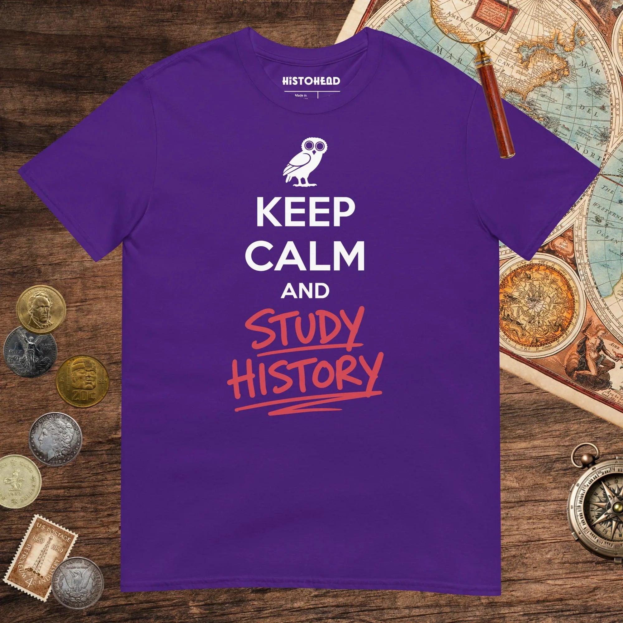 Purple Keep Calm and Study History Tee - history buff gift by HistoHead