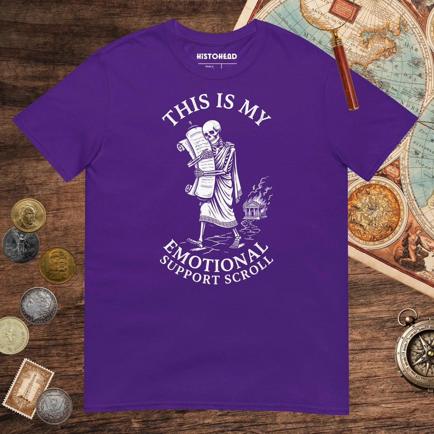 Purple Emotional Support Scroll Tee - history buff gift by HistoHead