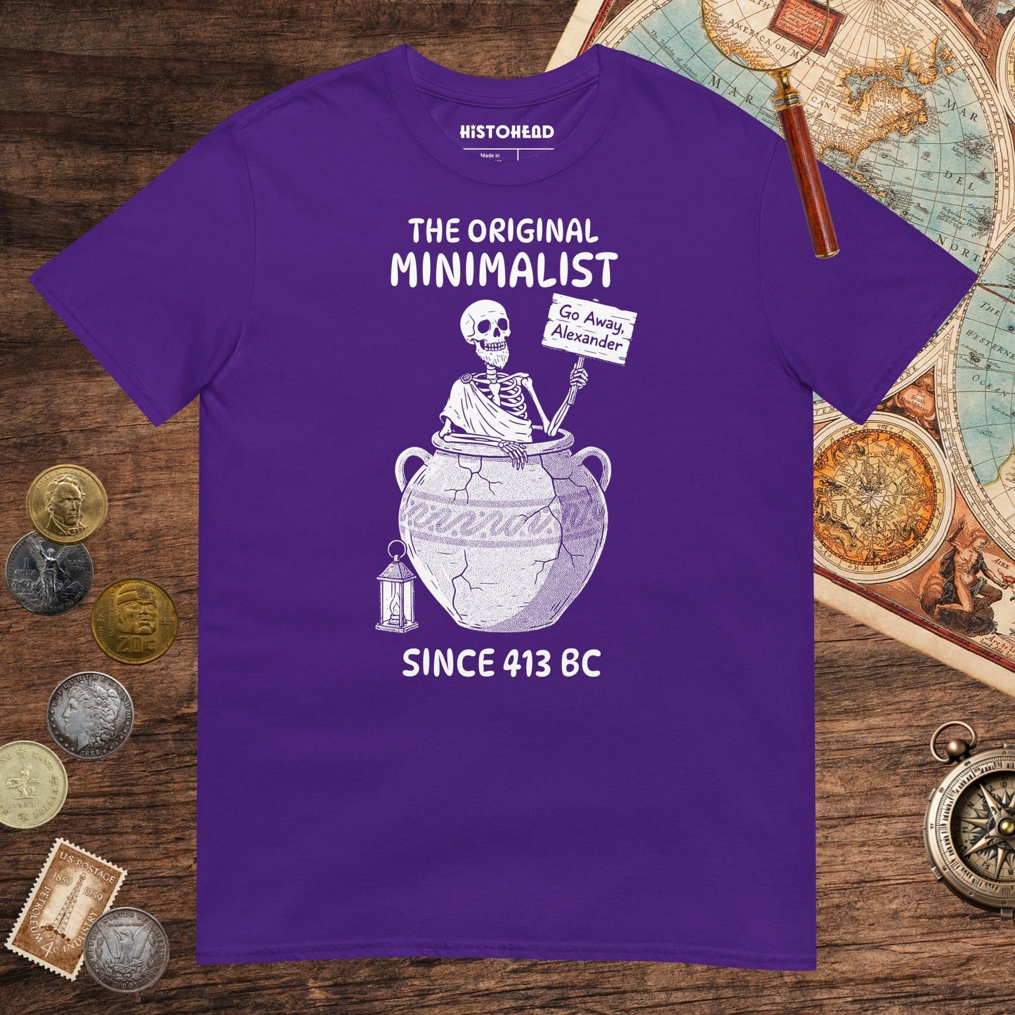 Purple Diogenes the Original Minimalist Tee - history buff gift by HistoHead