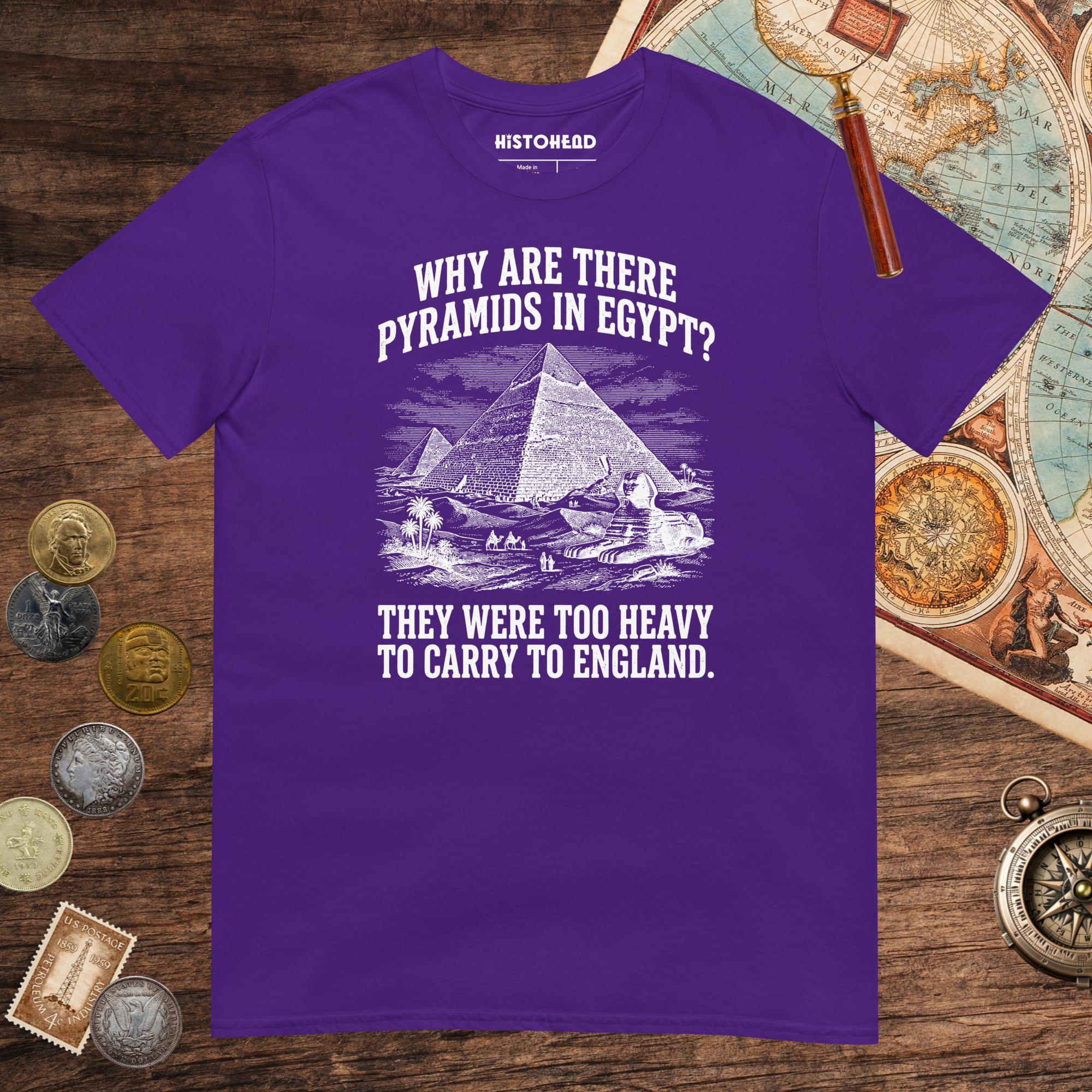 Purple Pyramids in Egypt Are Too Heavy Tee - history buff gift by HistoHead