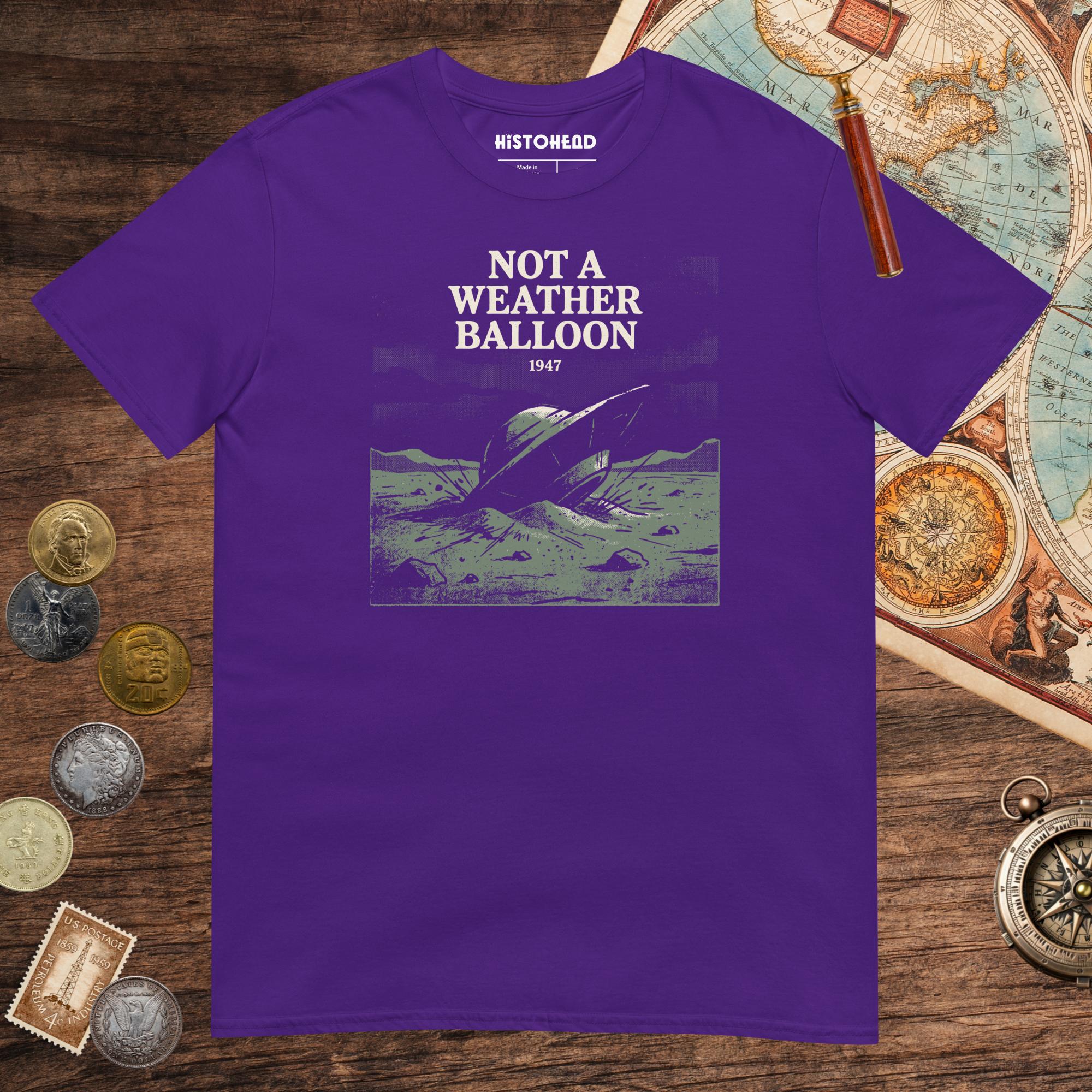 Purple Roswell Weather Balloon Tee - history buff gift by HistoHead
