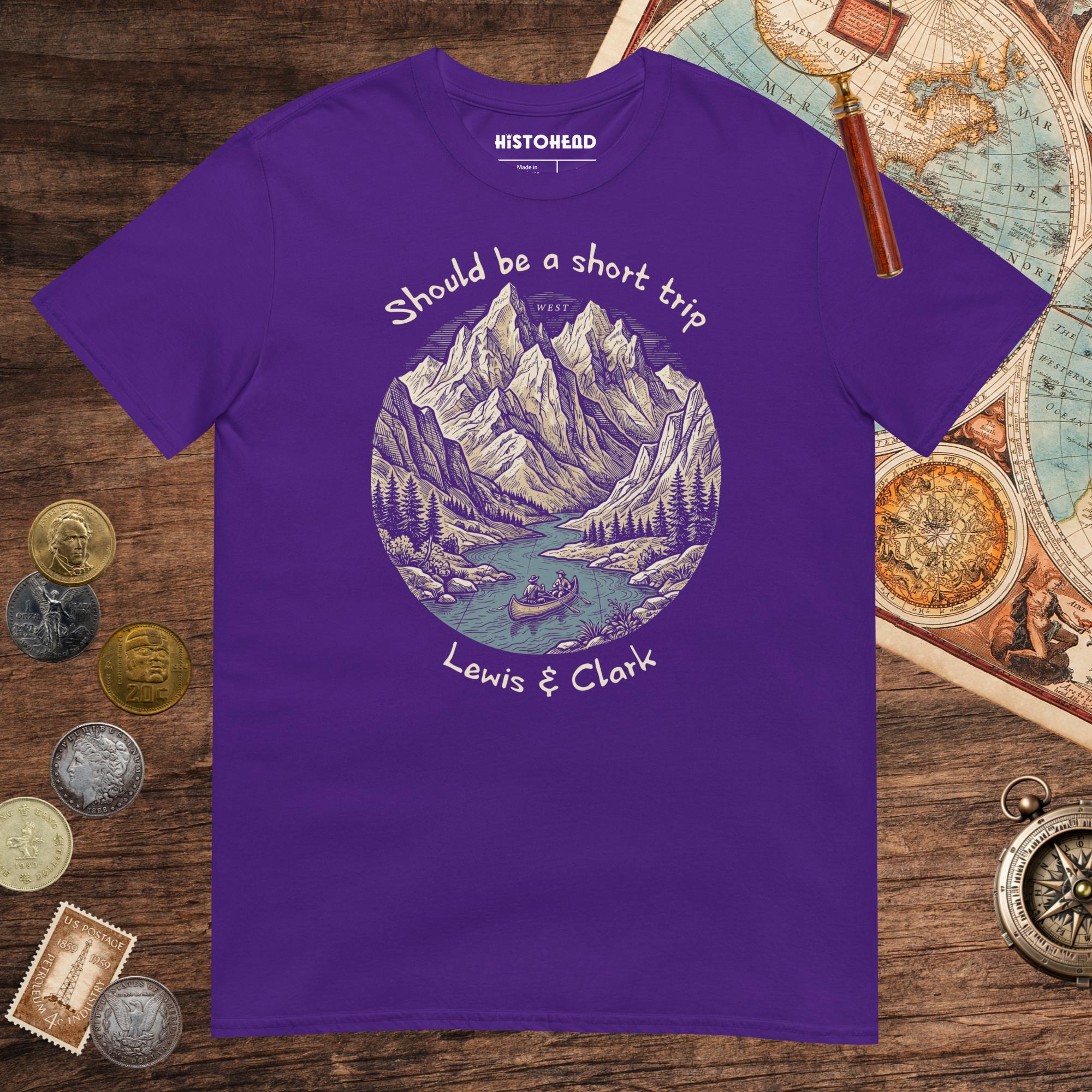 Purple Lewis & Clark Short Trip Tee - history buff gift by HistoHead