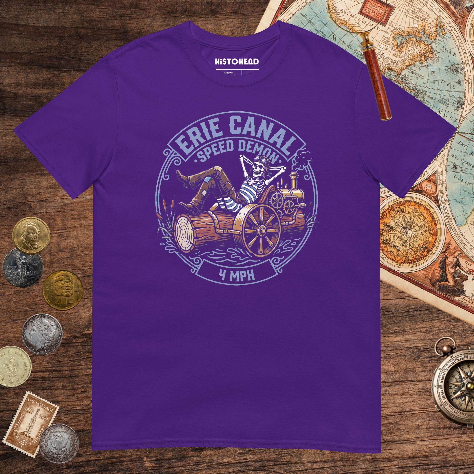 Purple Erie Canal Speed Demon Tee - history buff gift by HistoHead