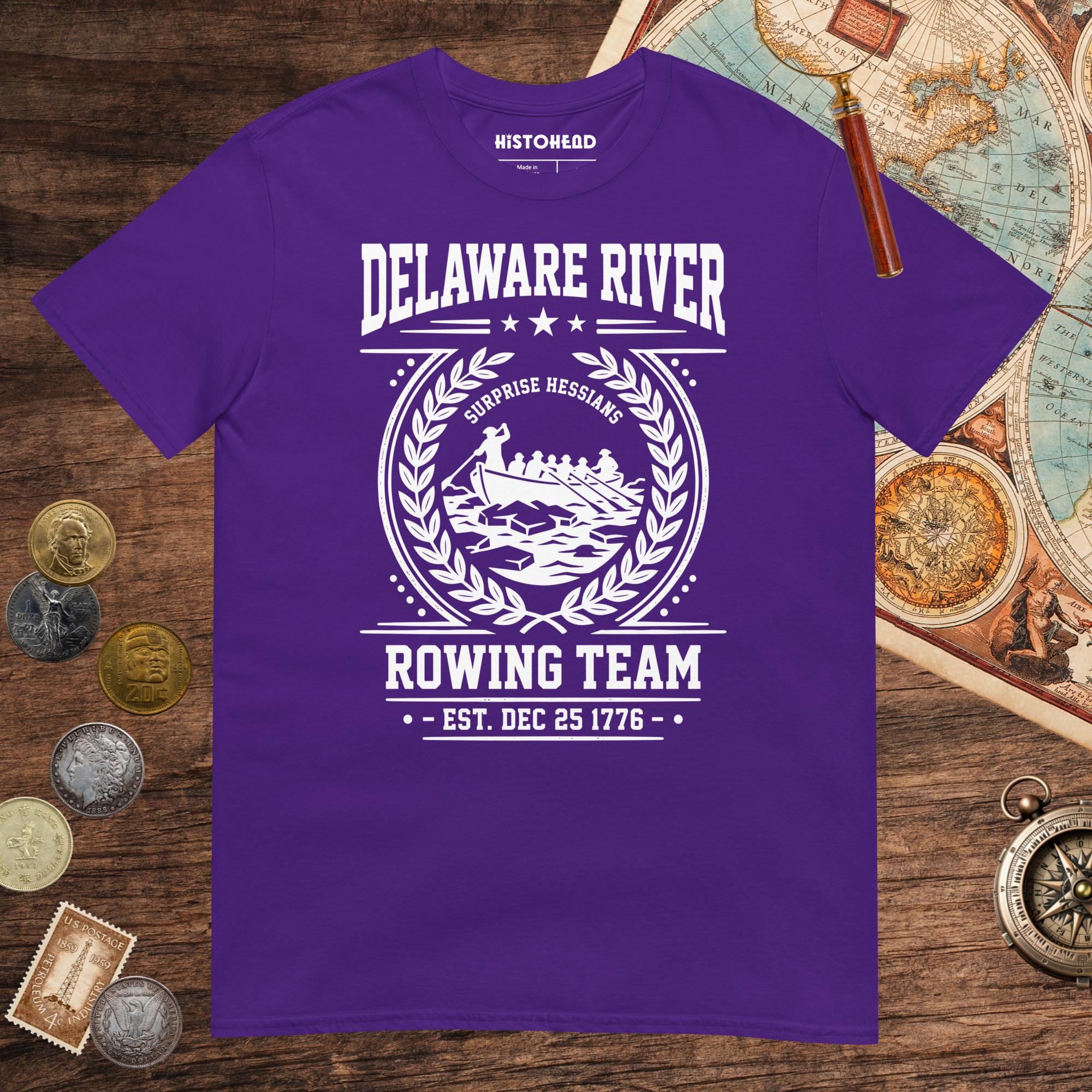 Purple Delaware River Rowing Team Tee - history buff gift by HistoHead