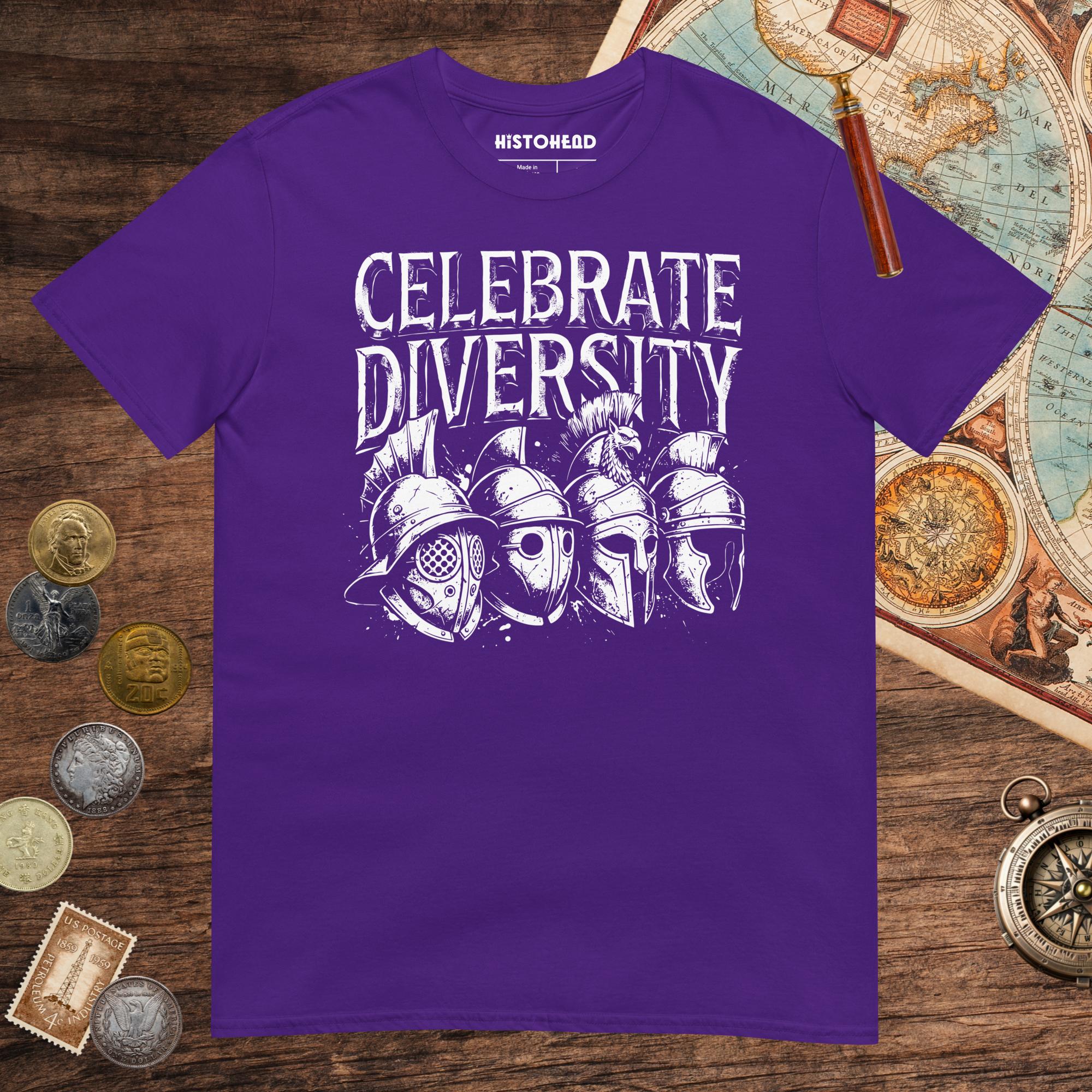 Purple Celebrate Diversity Gladiator Helmets Edition Tee - history buff gift by HistoHead