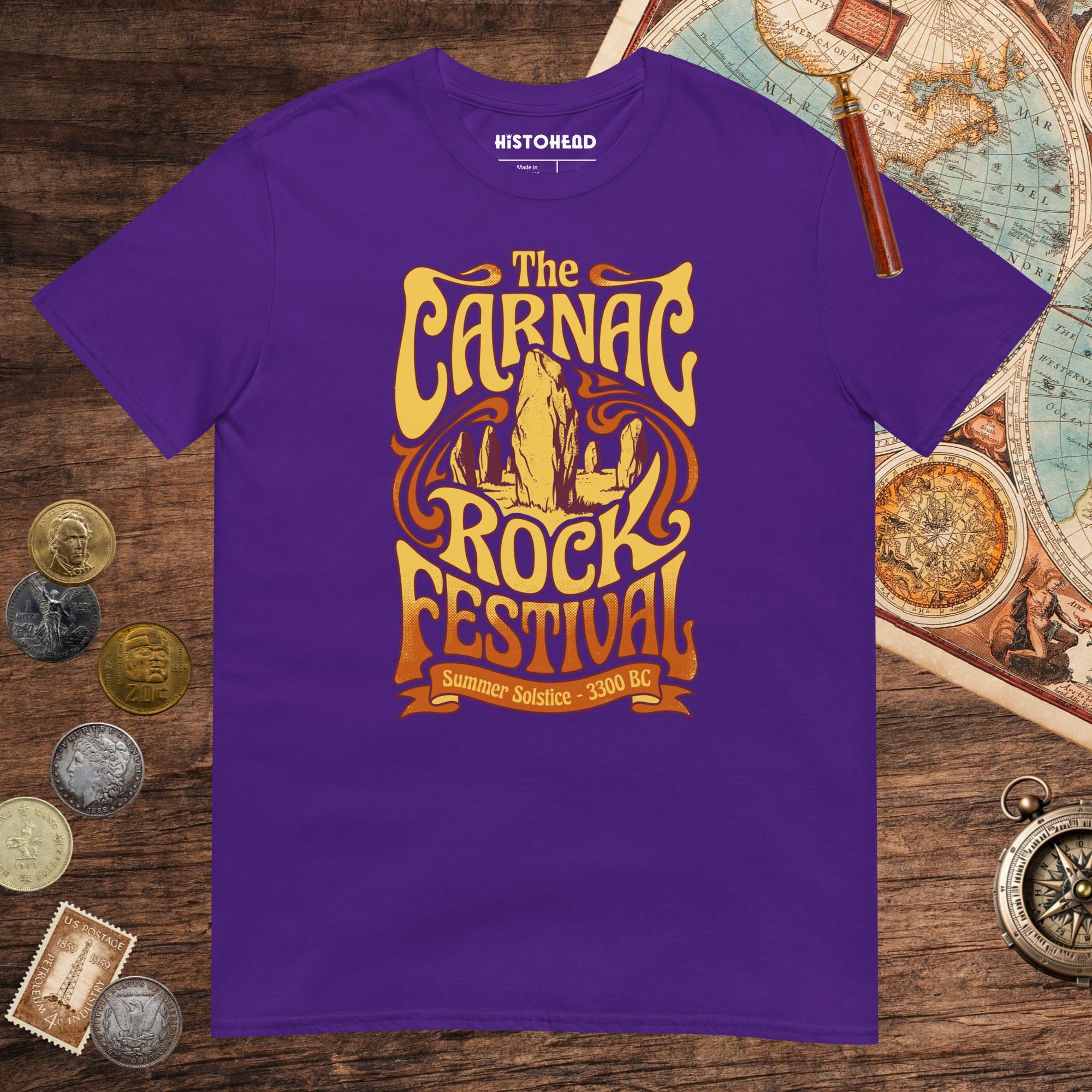Purple Carnac Rock Festival Tee - history buff gift by HistoHead