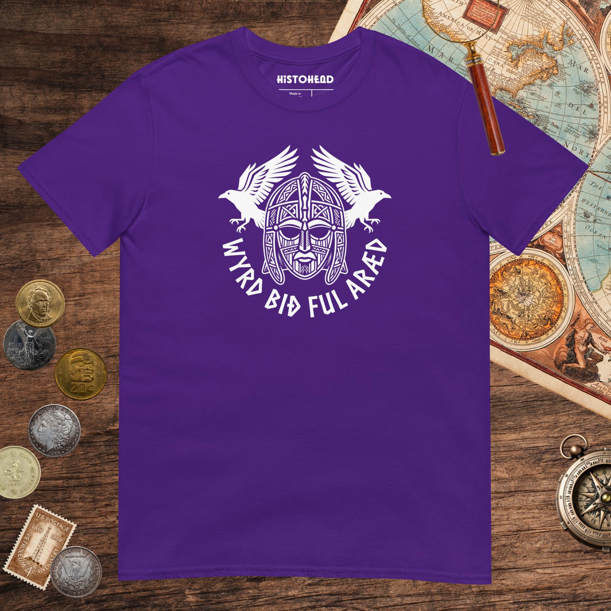 Purple Wyrd Bið Ful Aræd Sutton Hoo Helmet Edition Tee - history buff gift by HistoHead