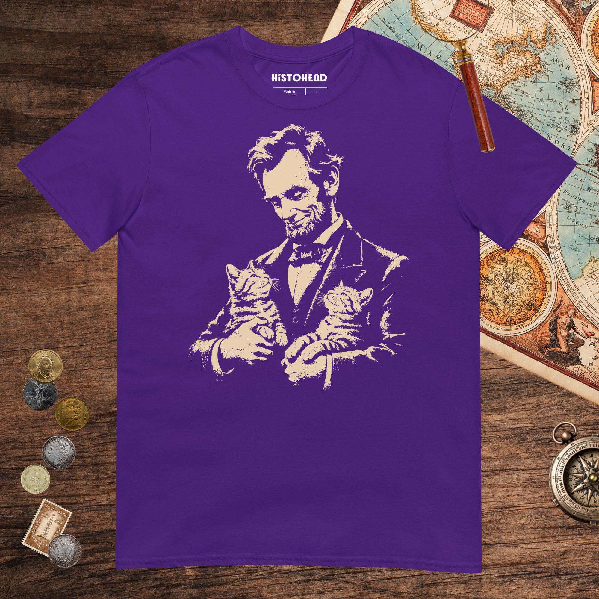 Purple Lincoln's Cats Tee - history buff gift by HistoHead
