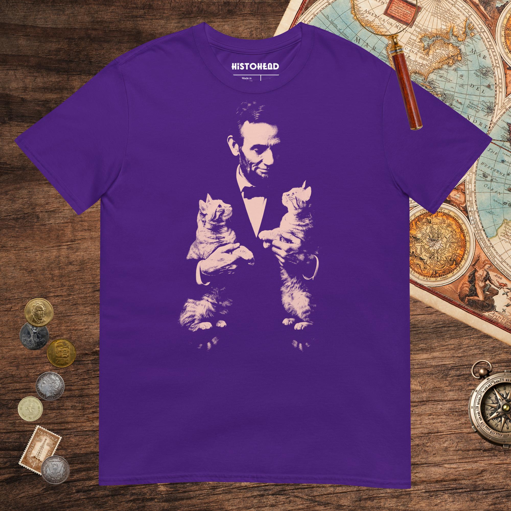 Purple Lincoln Kittens Tee - history buff gift by HistoHead