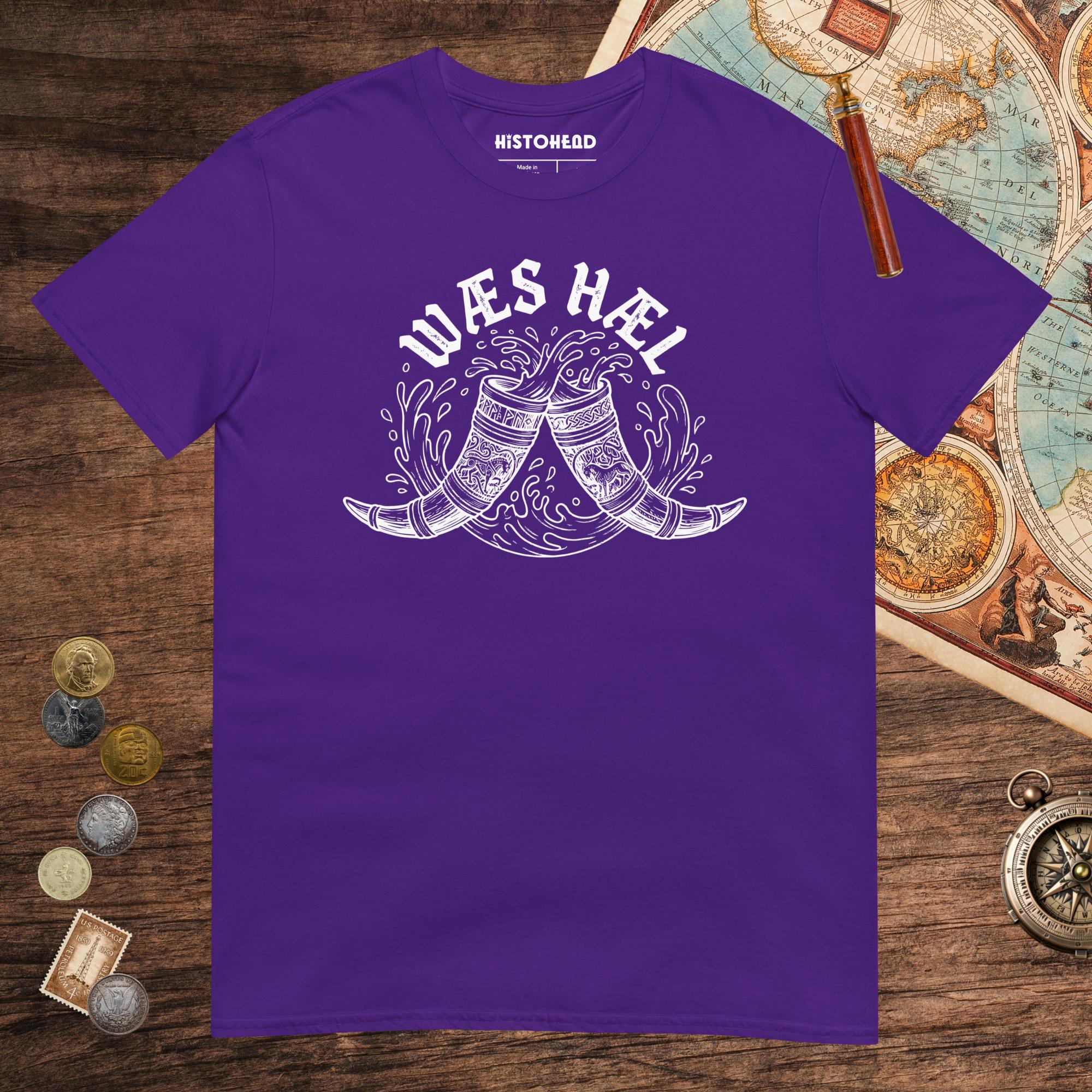 Purple Wæs Hæl Tee - history buff gift by HistoHead