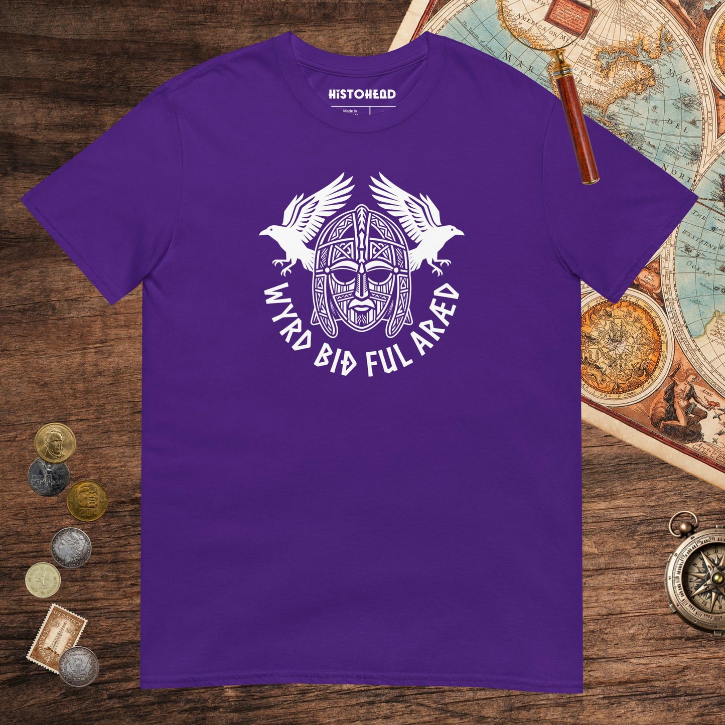 Purple Wyrd Bið Ful Aræd Sutton Hoo Helmet Edition Tee - history buff gift by HistoHead