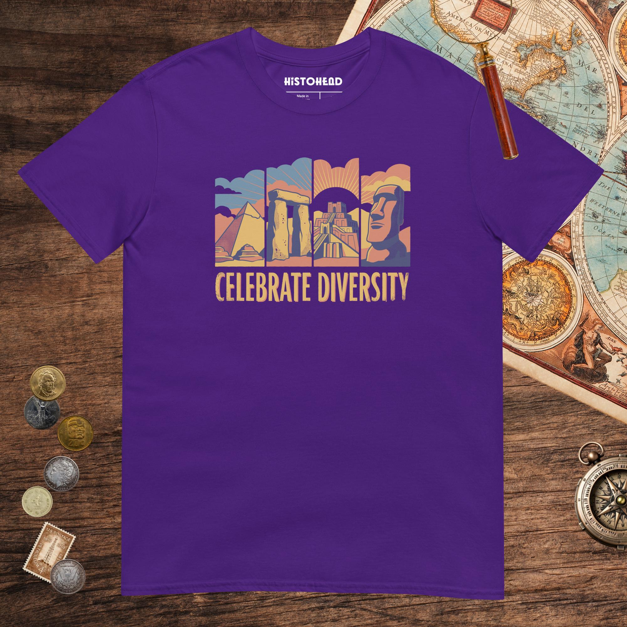 Purple Celebrate Diversity Stone Wonders Edition Tee - history buff gift by HistoHead