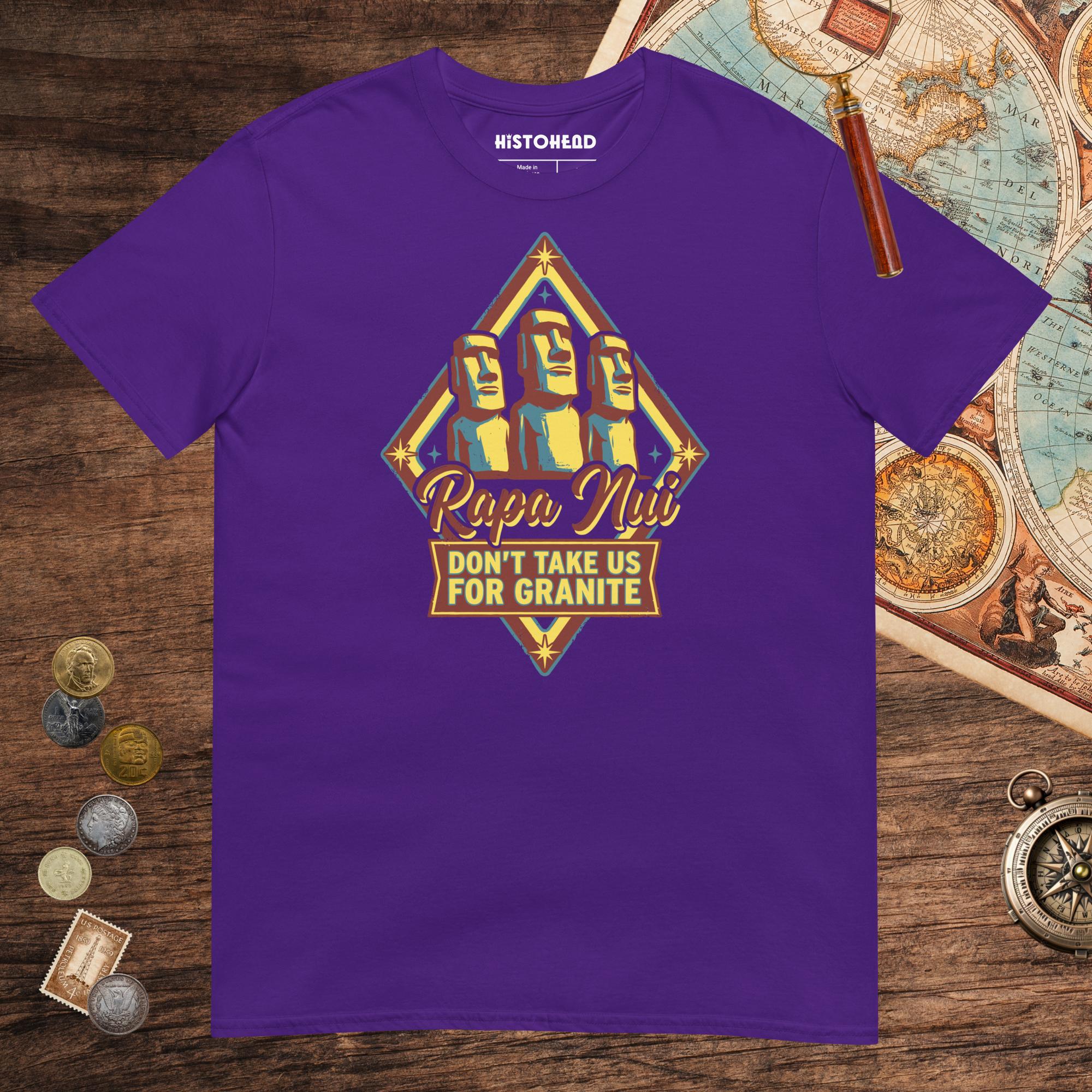 Purple Rapa Nui Moai Tee - history buff gift by HistoHead
