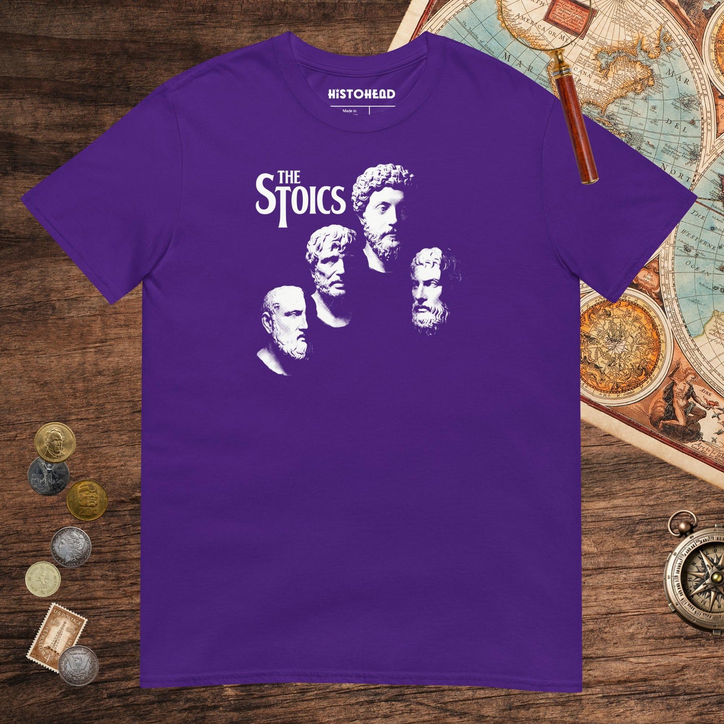Purple The Stoics Tee - history buff gift by HistoHead