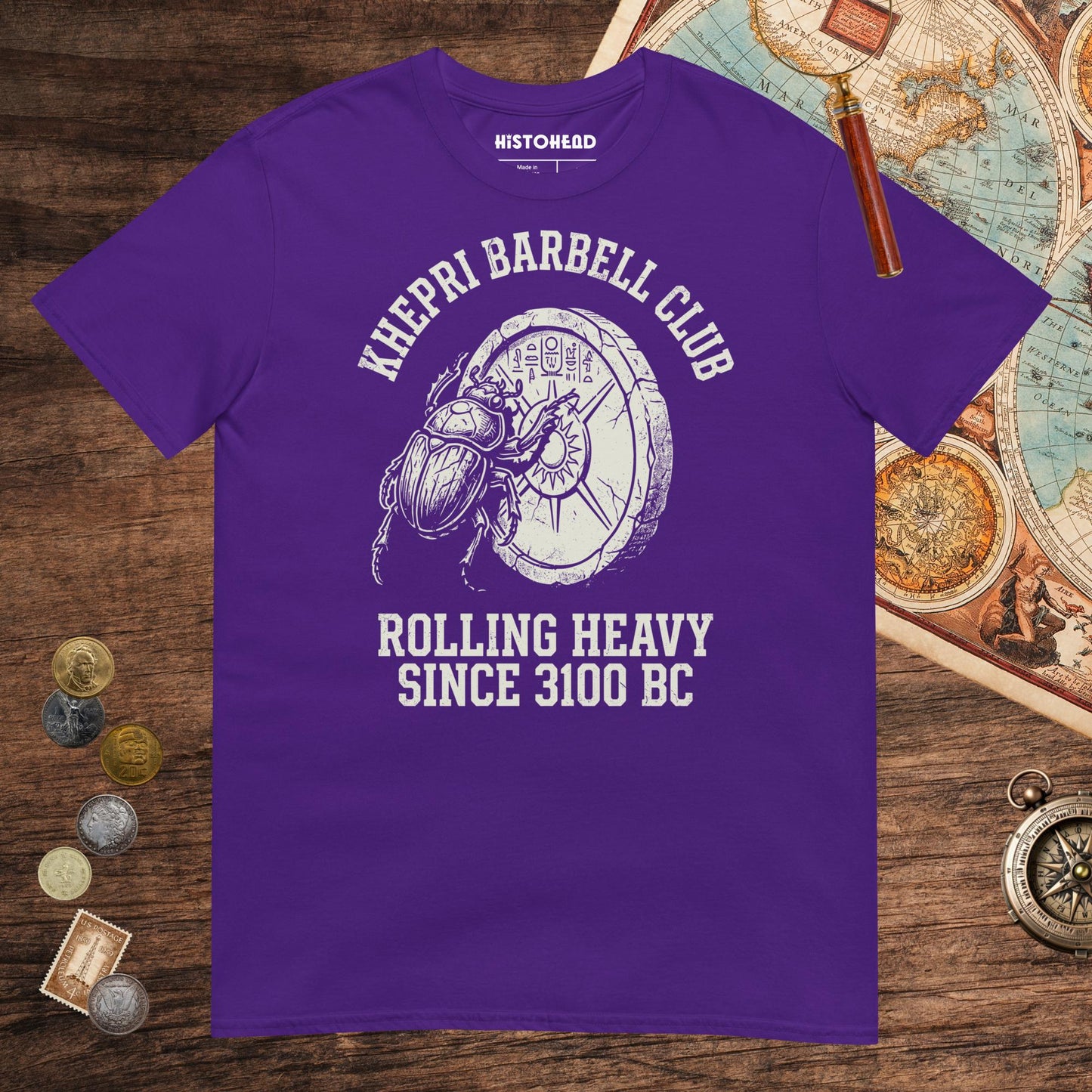 Purple Khepri Barbell Club Tee - history buff gift by HistoHead