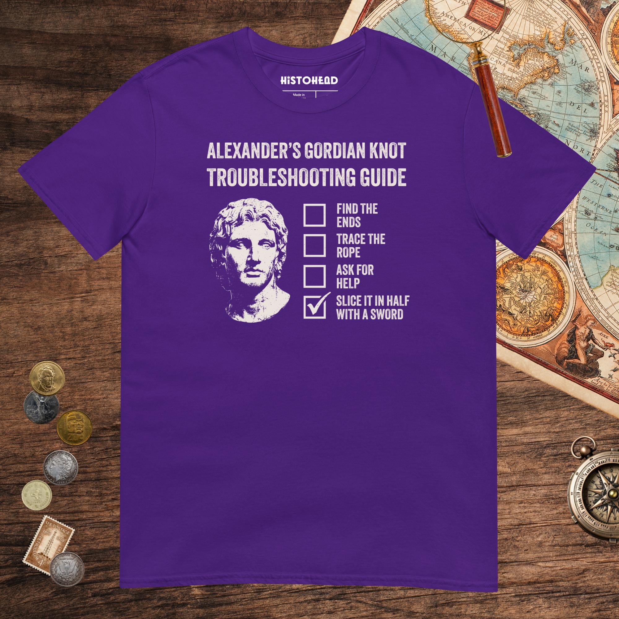 Purple Alexander's Gordian Knot Guide Tee - history buff gift by HistoHead