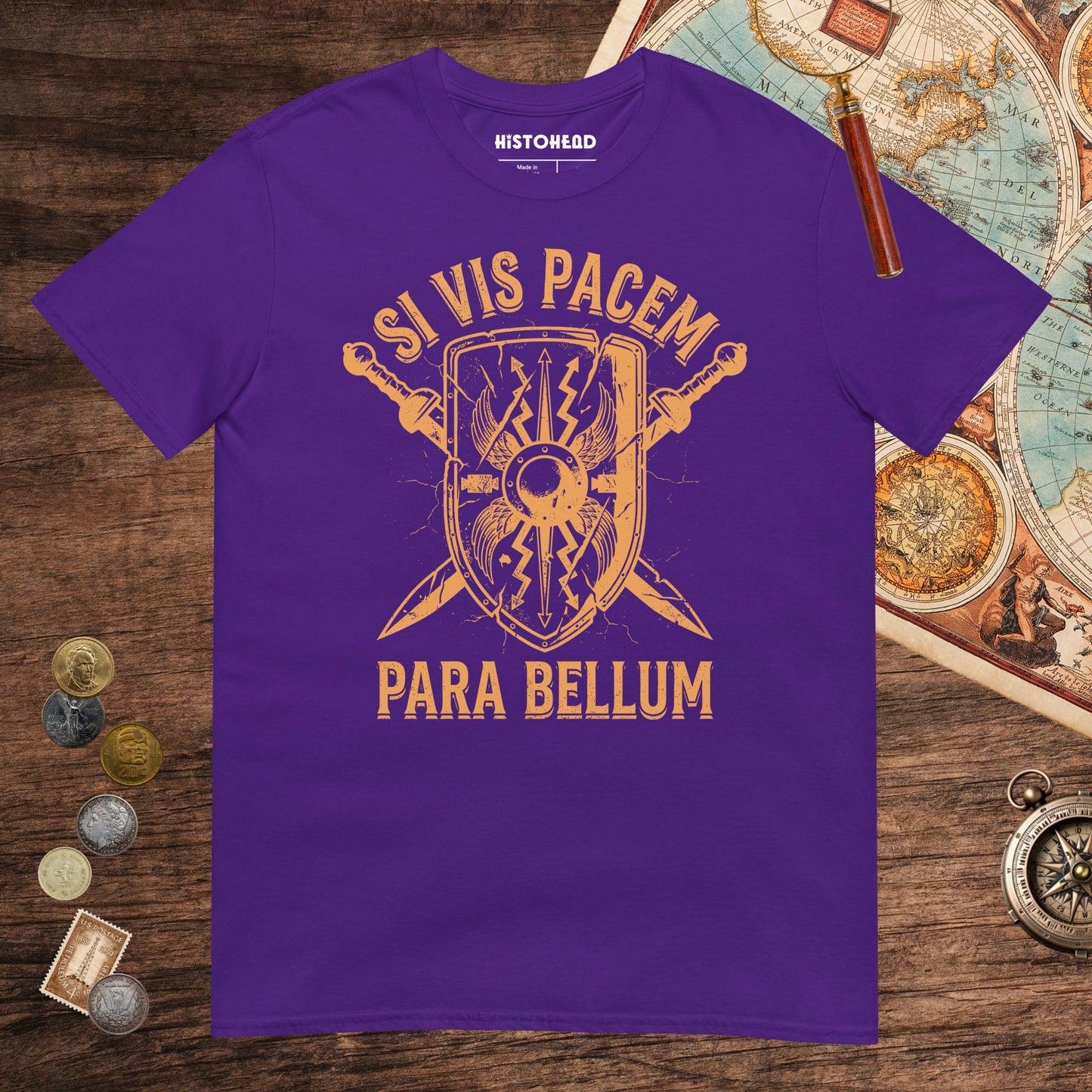 Purple Si Vis Pacem Para Bellum Scutum Tee - history buff gift by HistoHead